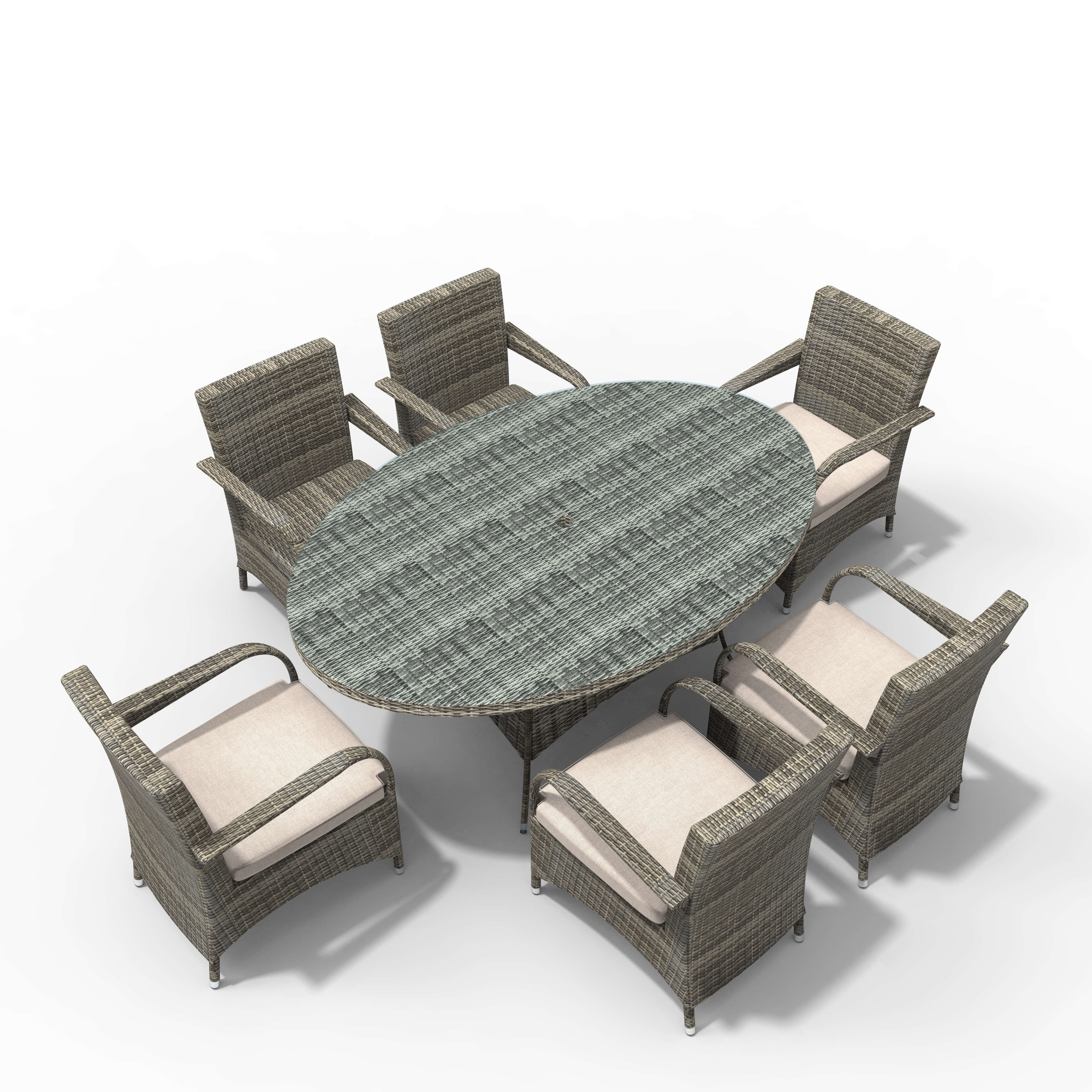 7-Piece Outdoor Wicker Dining Set with Oval Table(PAD-1713+1122)