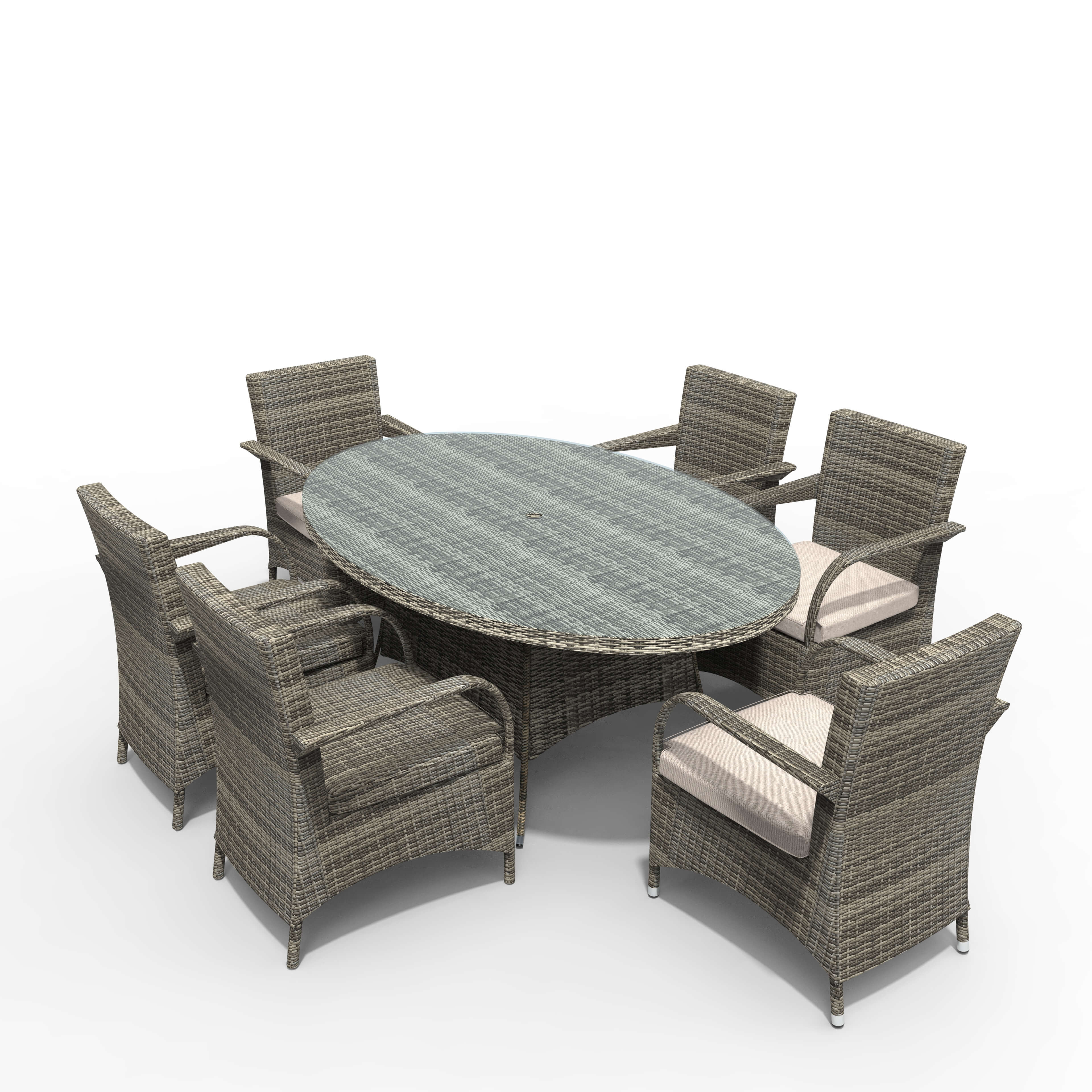 7-Piece Outdoor Wicker Dining Set with Oval Table(PAD-1713+1122)