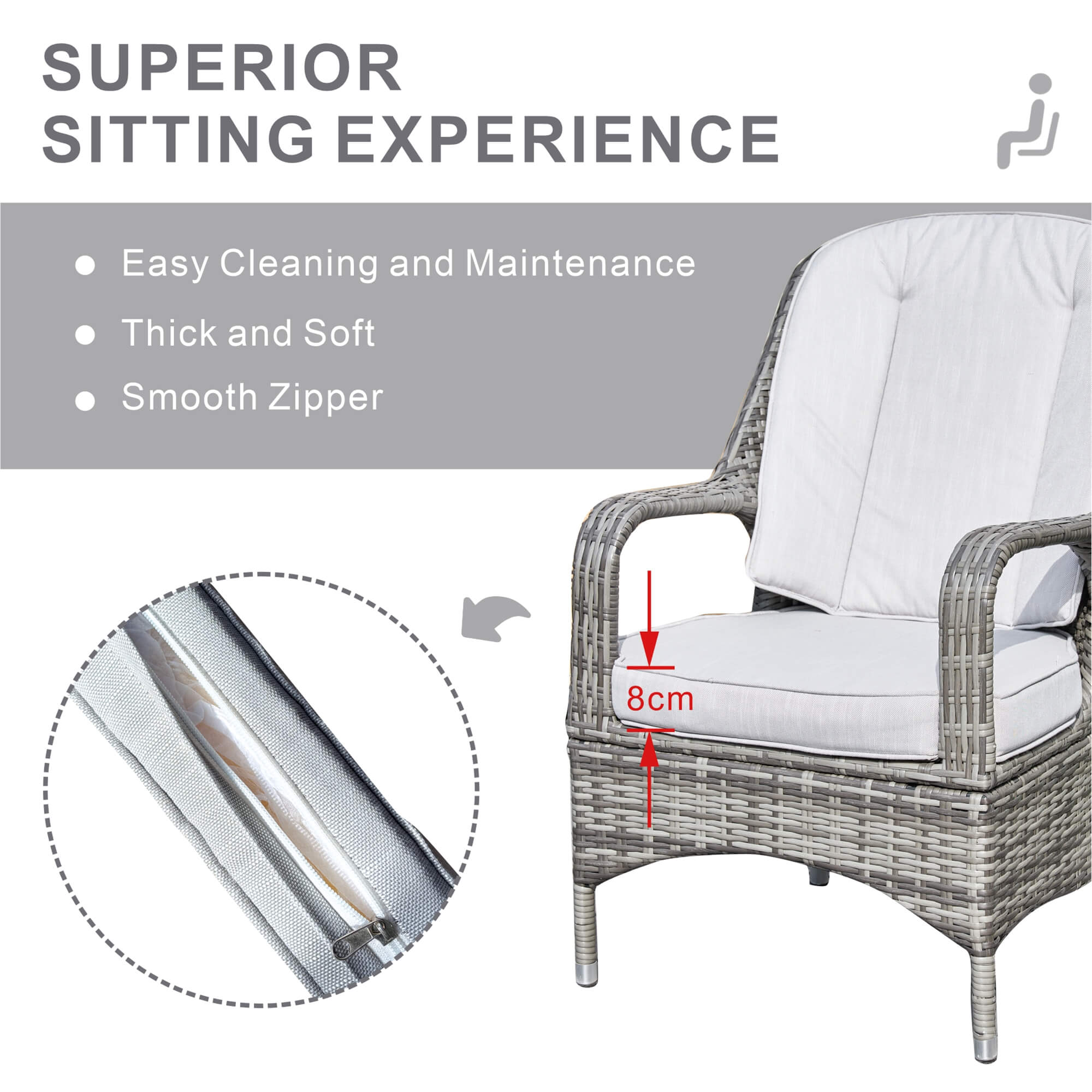 9-Piece Outdoor Dining Set with Round Table and 8 Cushioned Chairs (PAD-1714+009)