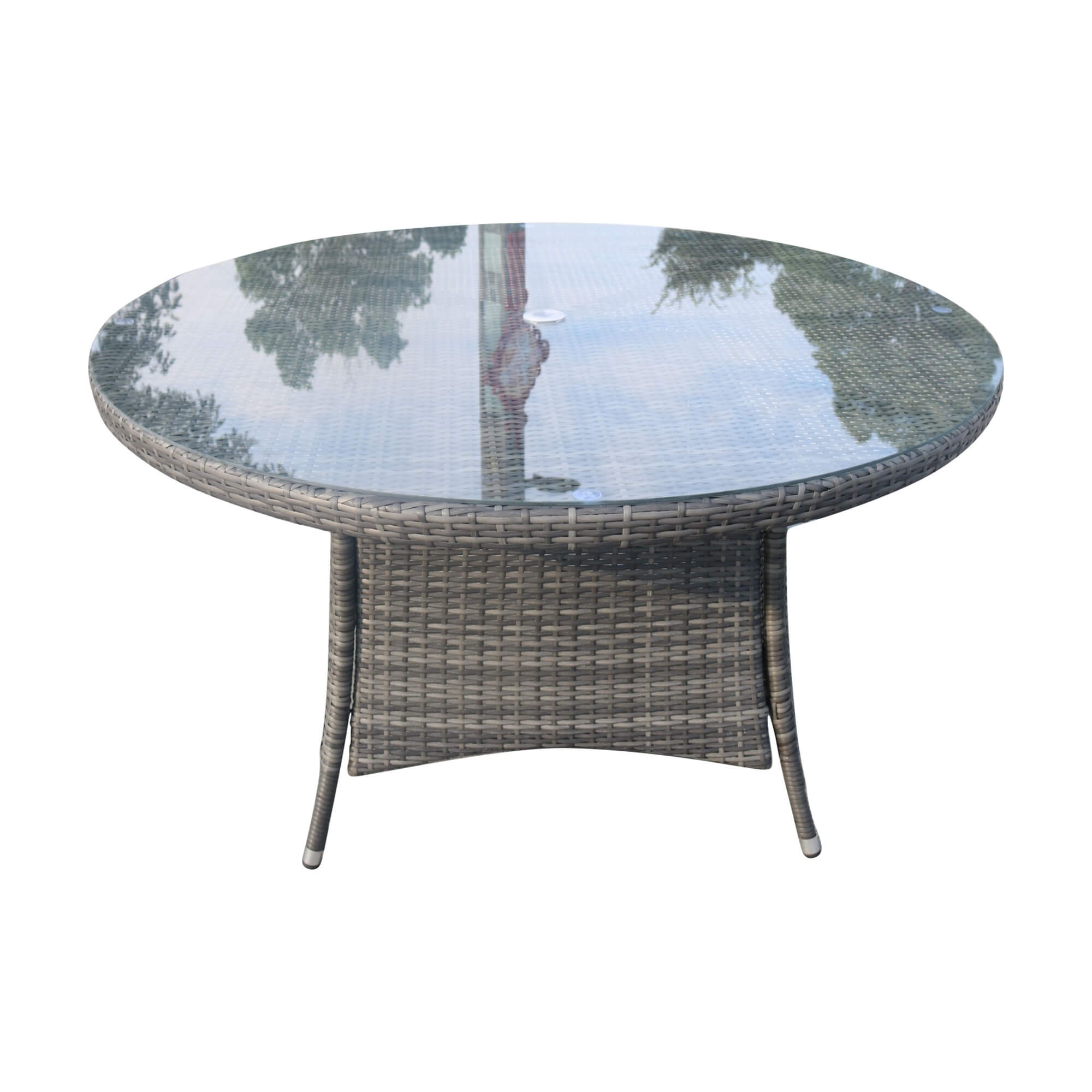 9-Piece Outdoor Wicker Dining Set with Large Round Table & Cushioned Chairs(PAD-1714+1122)