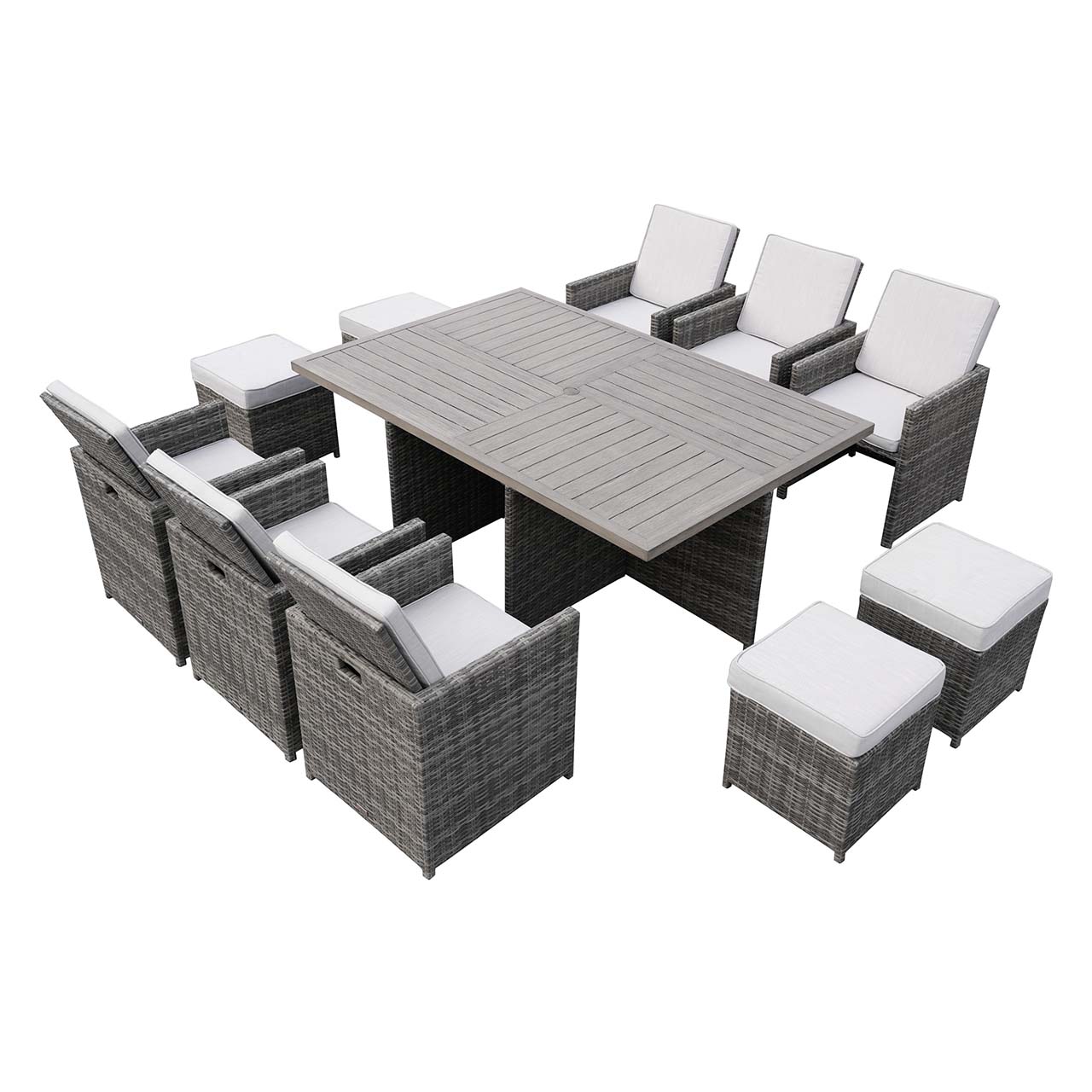 Abrihome 11-Piece Patio Outdoor Wicker Dining Set with Aluminum Table (PAD-3234TA)