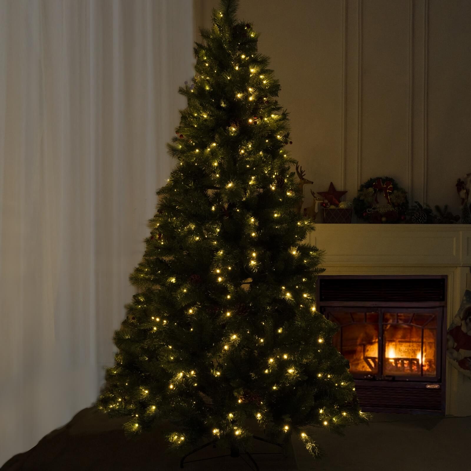 7FT Artificial Christmas Tree with Pinecones & Optional Pre-Lit Lights(PJT-2502-7FT)