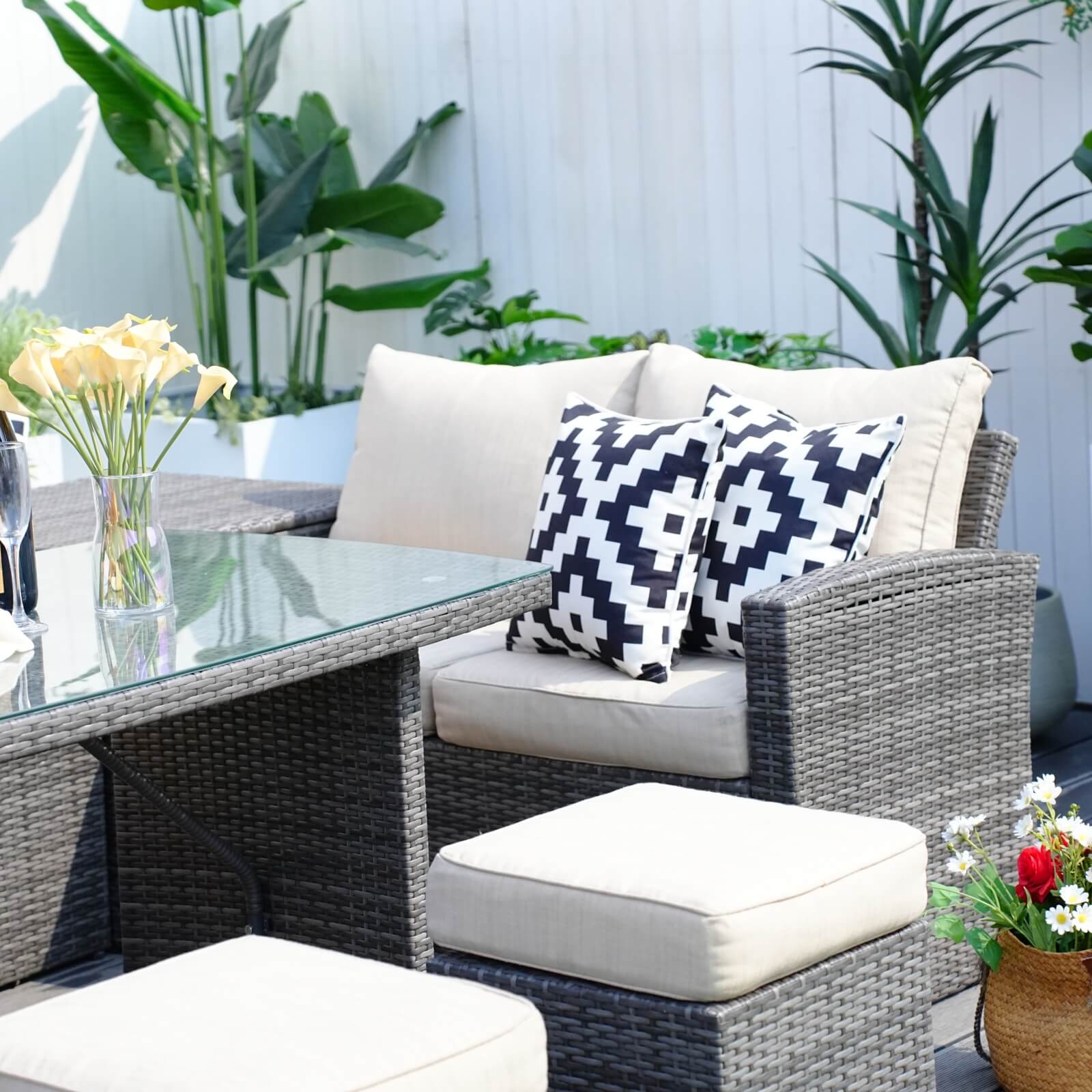 7-Piece Patio Set with Ottomans and Storage Box(PAS-1403B)
