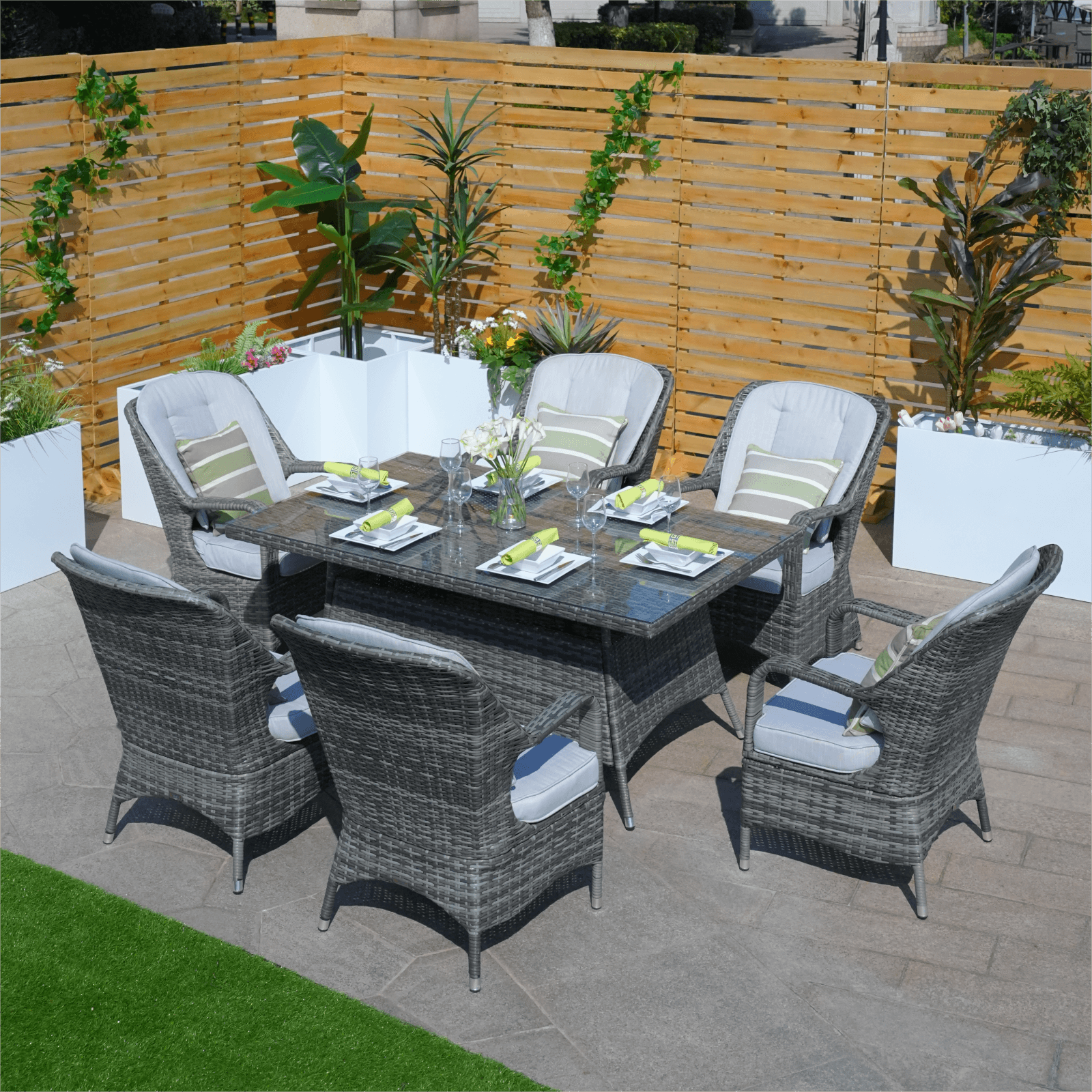 6-Seat Outdoor Dining Set with Rectangular Dining Table(PAD-1712-SET)