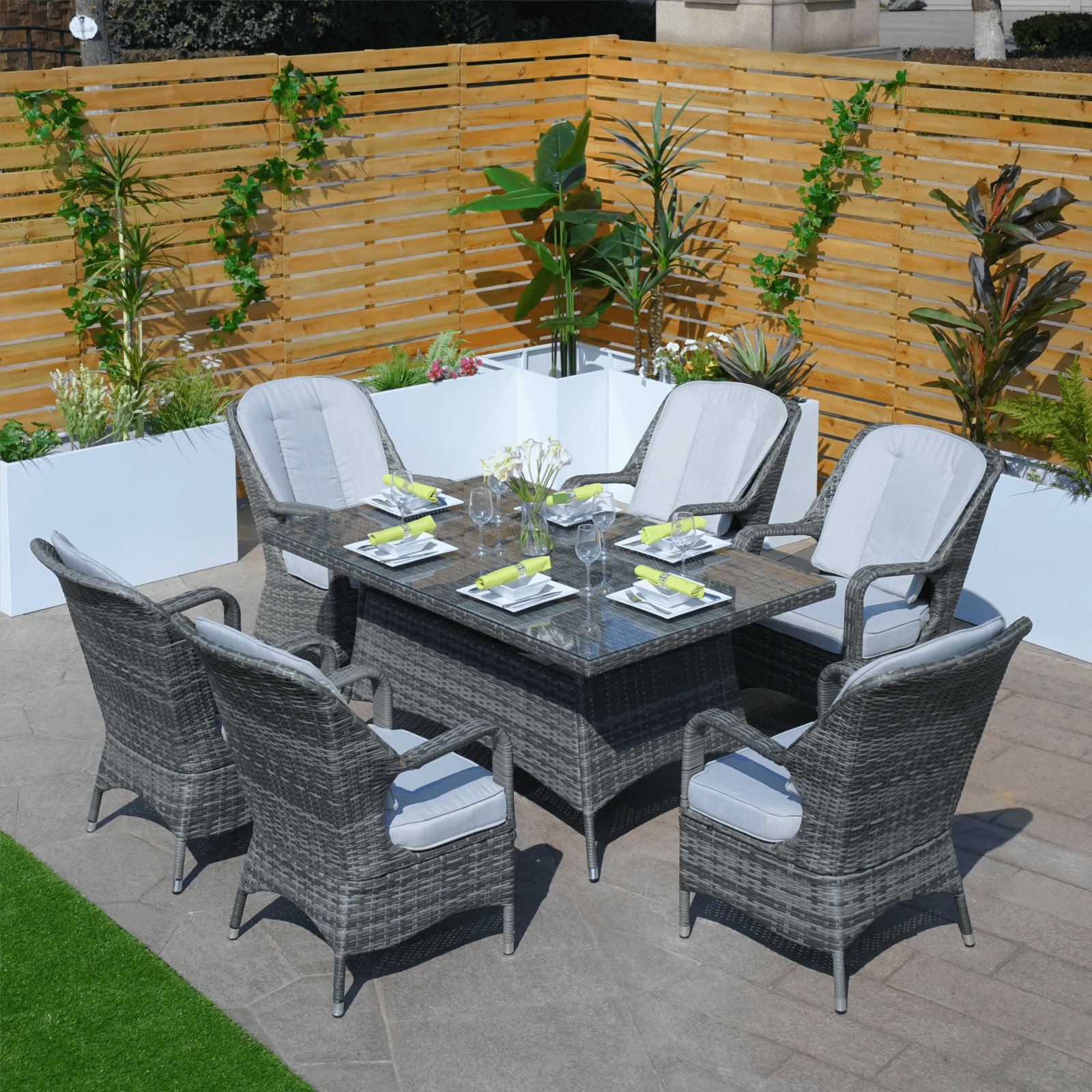6-Seat Outdoor Dining Set with Rectangular Dining Table(PAD-1712-SET)