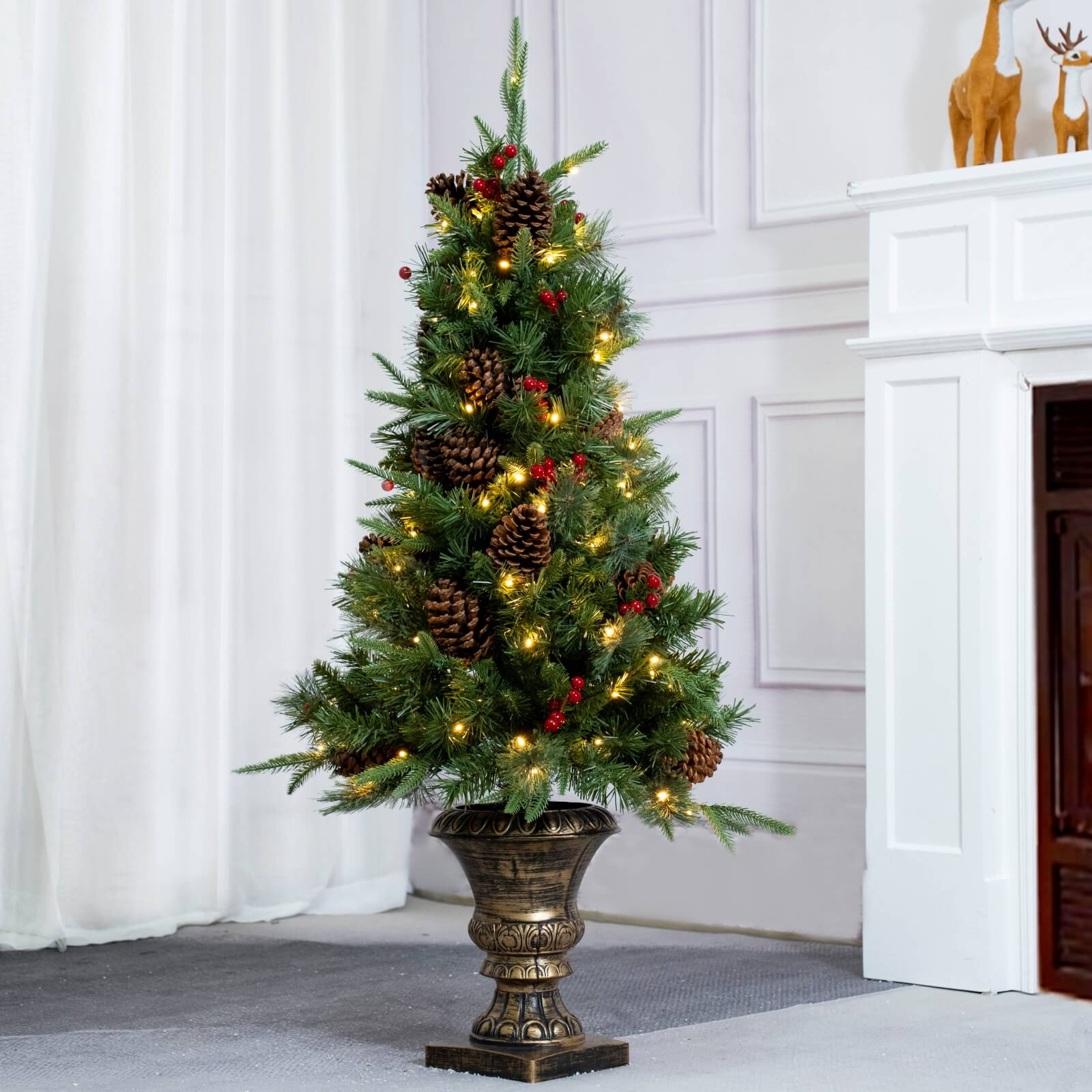 4FT Artificial Christmas Tree with Pinecones & Red Berries(PJT-2509-4FT)