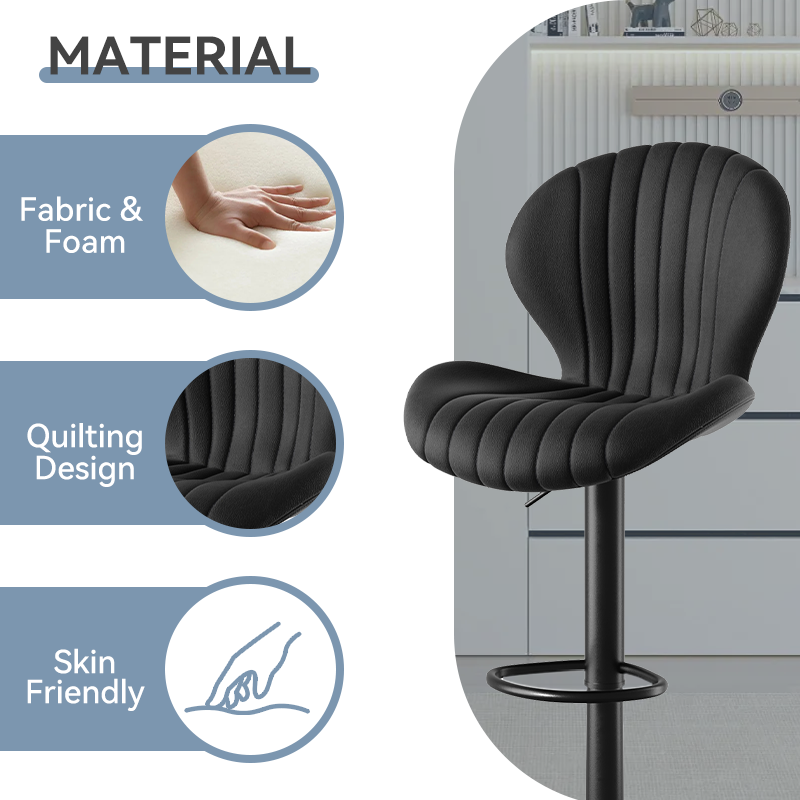 Ergonomic Bar Stool with 360° Swivel, Supports up to 120Kg, Adjustable Height, Footrest, Multiple Colors, Comfortable Design
