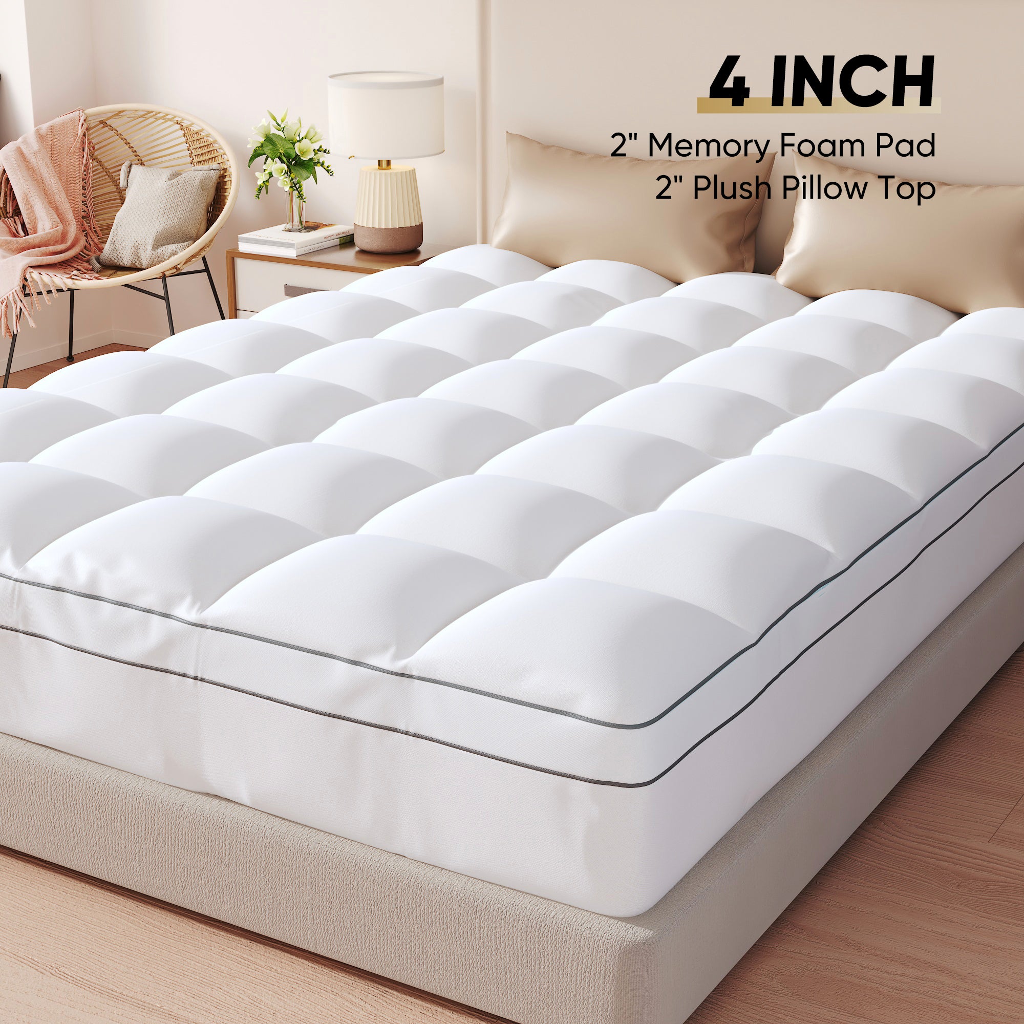 High-Elastic 4-Inch Thick White Mattress – Soft, Comfortable, and Stylish Design for Superior Comfort