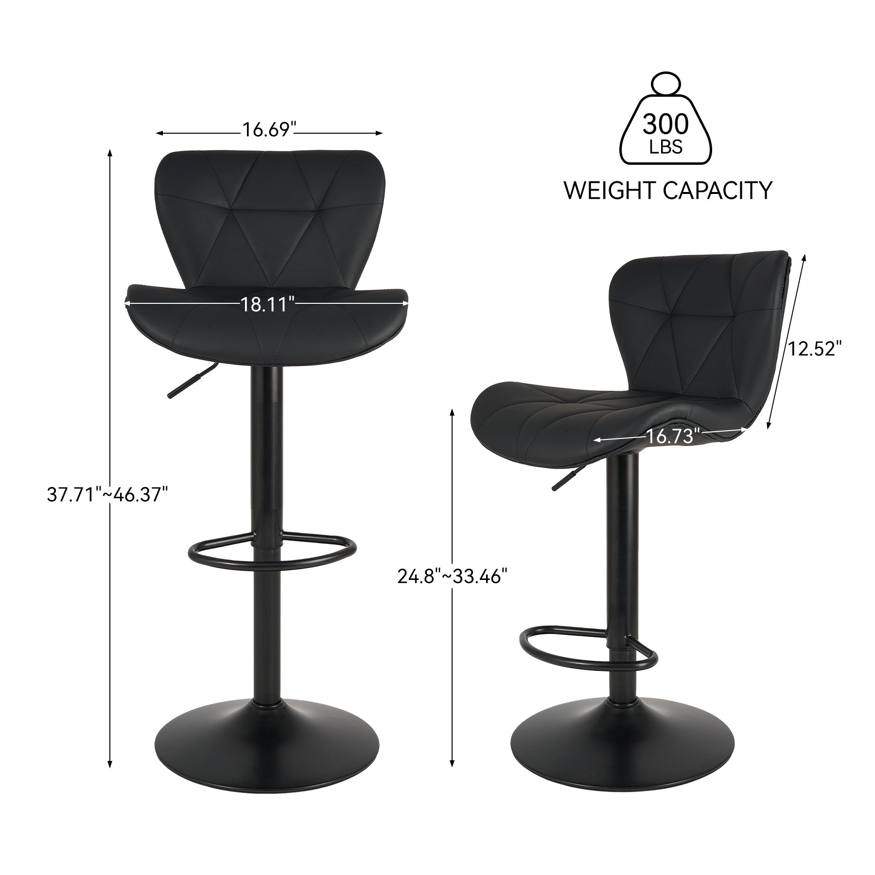 Multi-Color Bar Stool – Waterproof, Scratch-Resistant Material, Sewing Design, Adjustable Height, 300 lbs Capacity