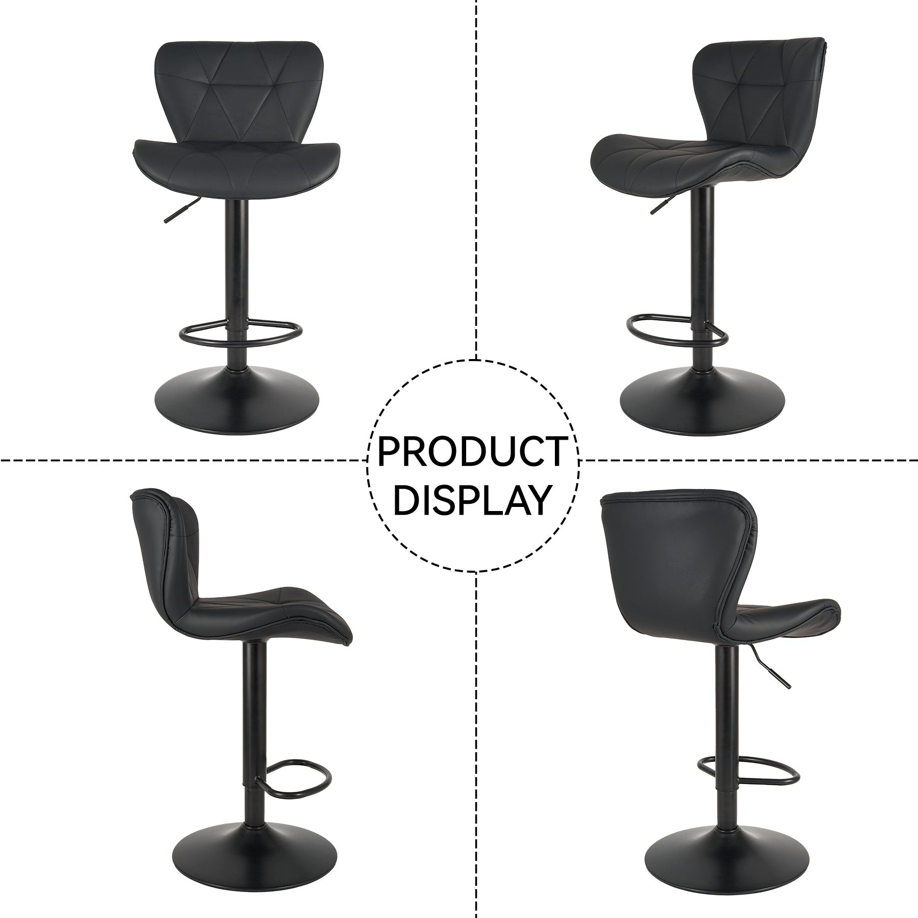 Multi-Color Bar Stool – Waterproof, Scratch-Resistant Material, Sewing Design, Adjustable Height, 300 lbs Capacity