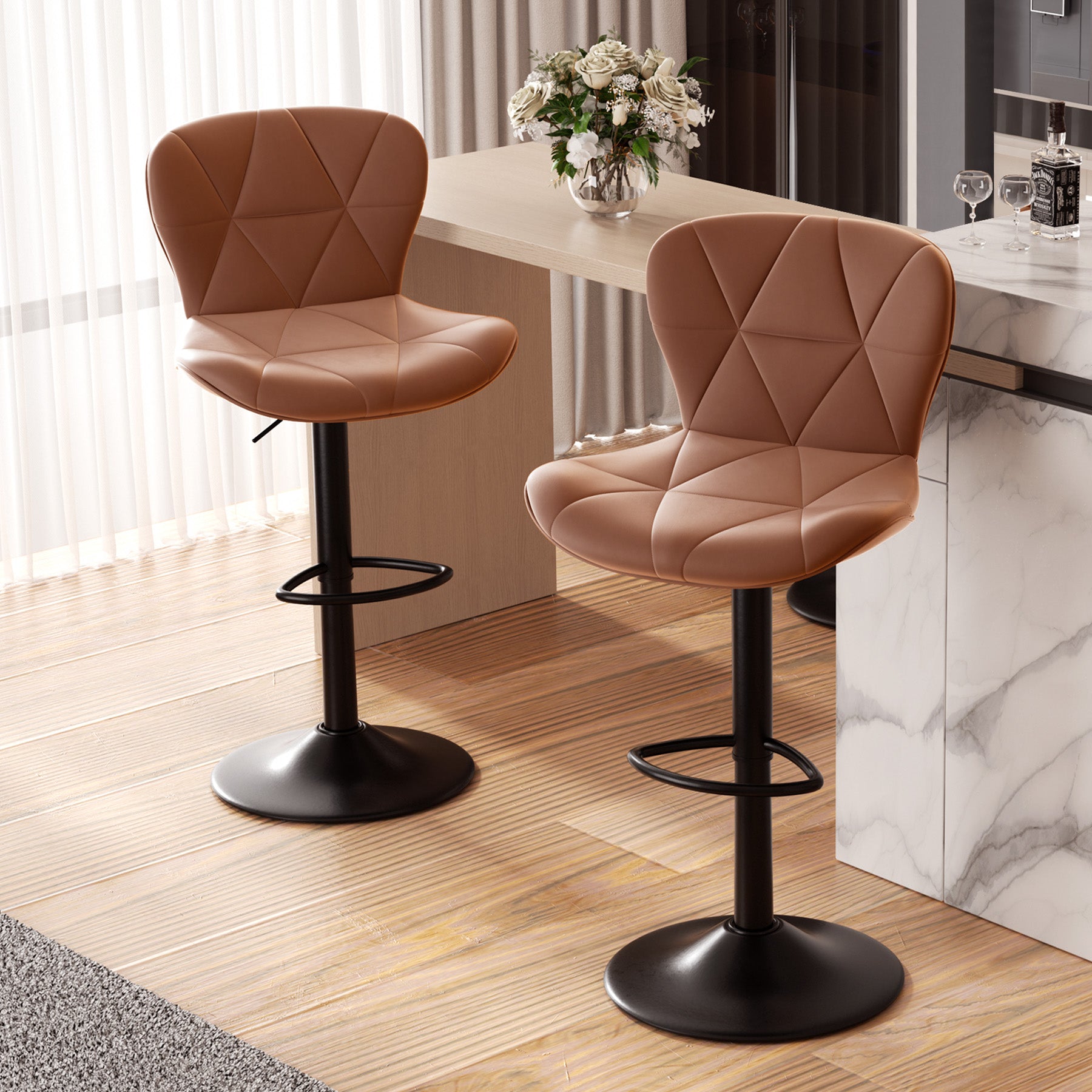 Multi-Color Bar Stool – Waterproof, Scratch-Resistant Material, Sewing Design, Adjustable Height, 300 lbs Capacity