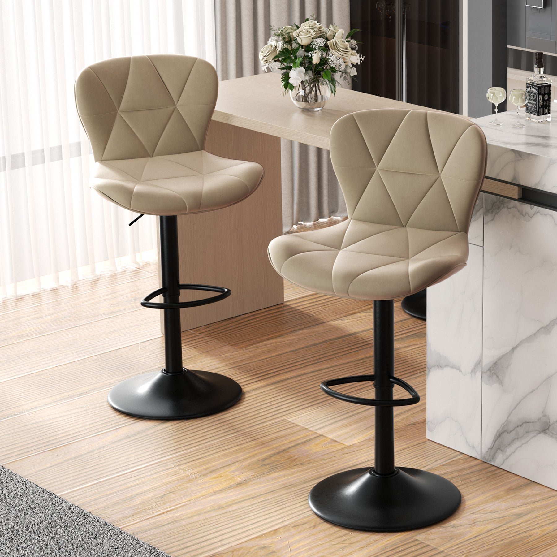Multi-Color Bar Stool – Waterproof, Scratch-Resistant Material, Sewing Design, Adjustable Height, 300 lbs Capacity