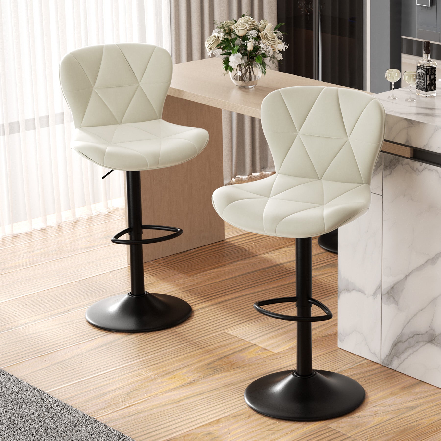 Multi-Color Bar Stool – Waterproof, Scratch-Resistant Material, Sewing Design, Adjustable Height, 300 lbs Capacity