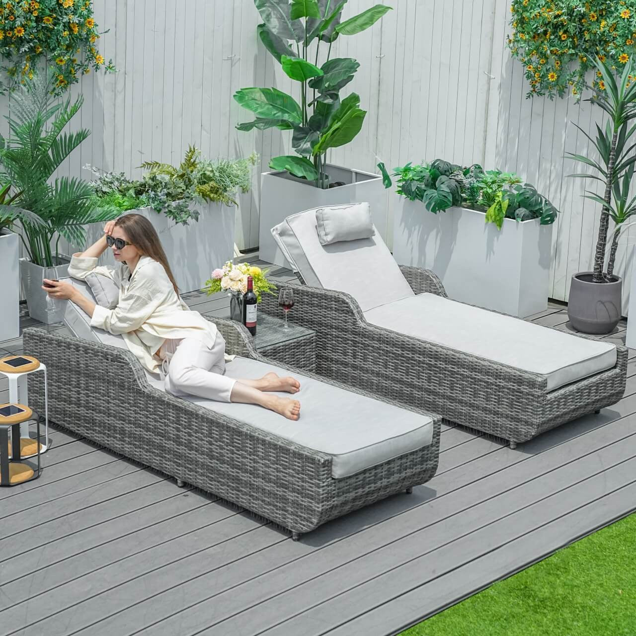 Outdoor Wicker Reclining Chaise Lounge(PAL-1127B)