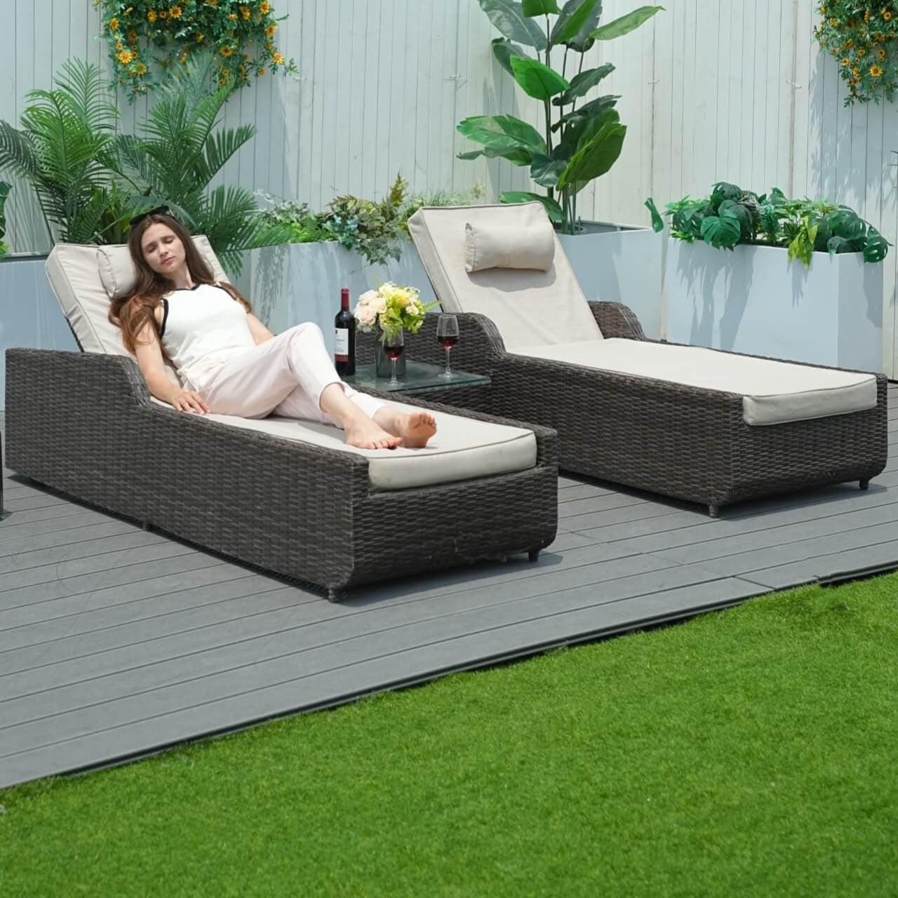 Outdoor Wicker Reclining Chaise Lounge(PAL-1127B)
