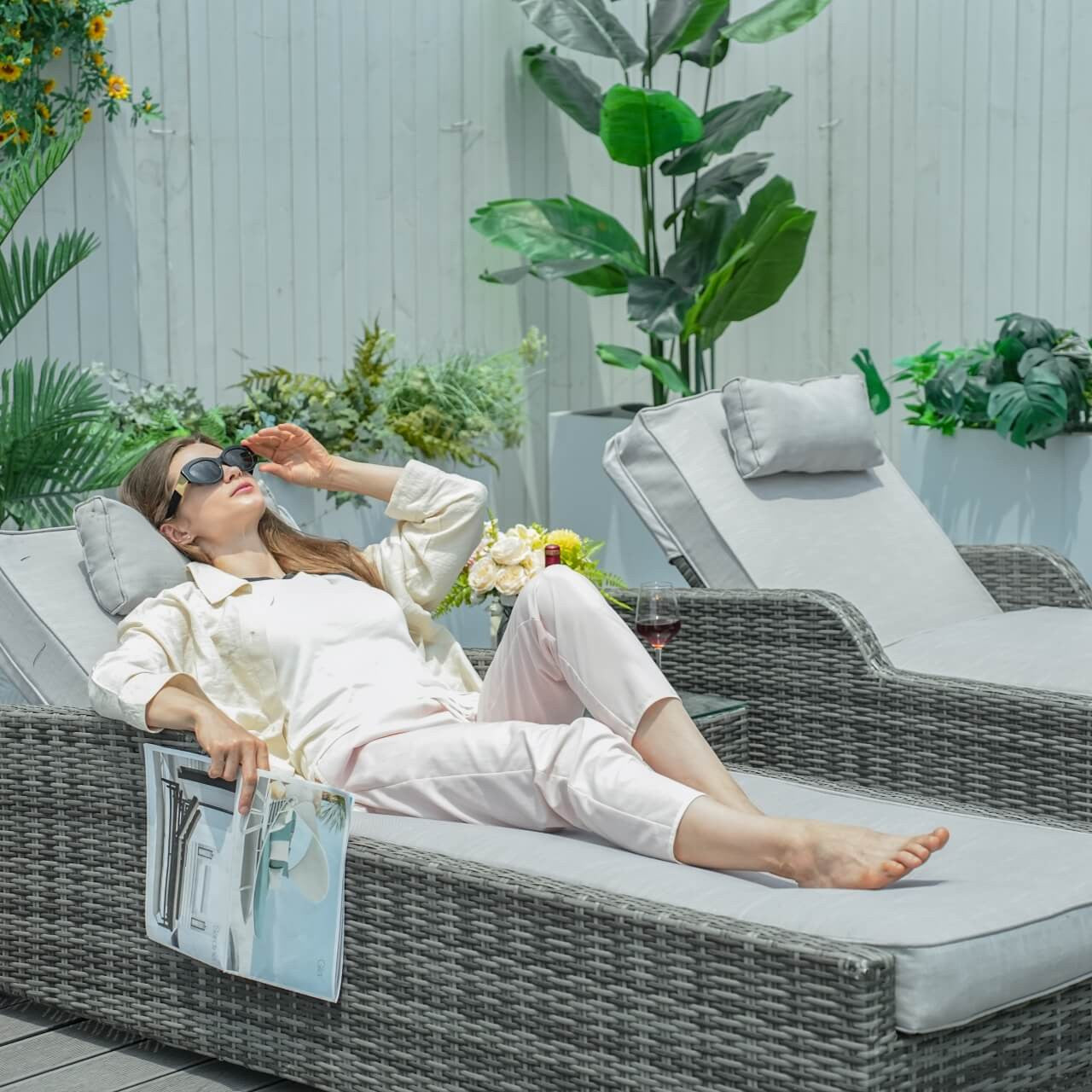 Outdoor Wicker Reclining Chaise Lounge(PAL-1127B)