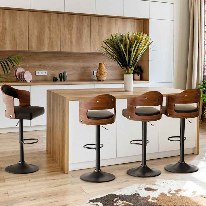 Stylish Black Bar Stool with Waterproof Cushion, Solid Wood Backrest, 360° Swivel, Adjustable Height, 350 lbs Capacity – Comfortable and Durable