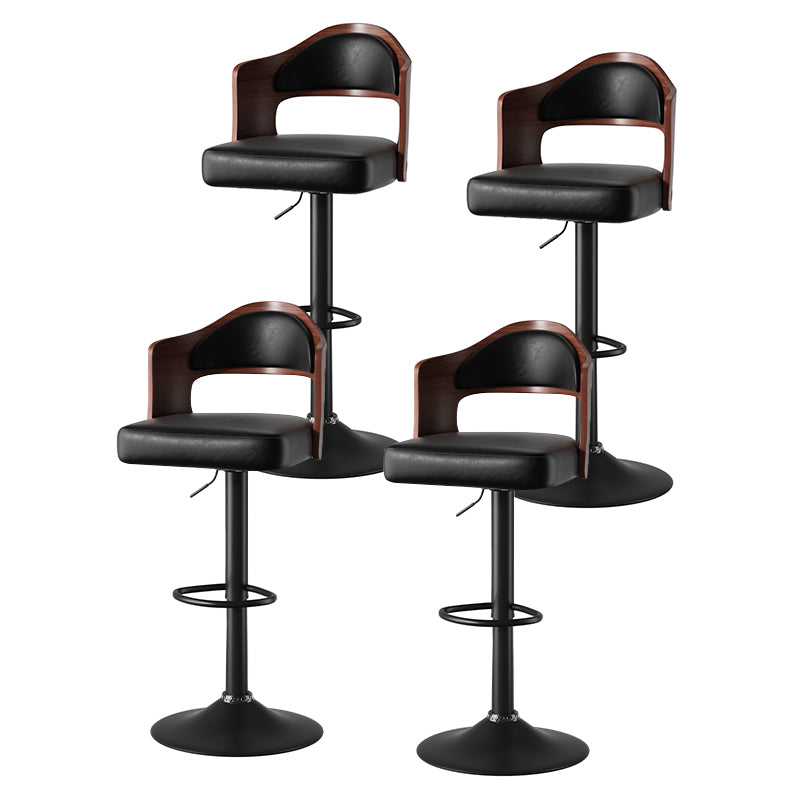 Stylish Black Bar Stool with Waterproof Cushion, Solid Wood Backrest, 360° Swivel, Adjustable Height, 350 lbs Capacity – Comfortable and Durable