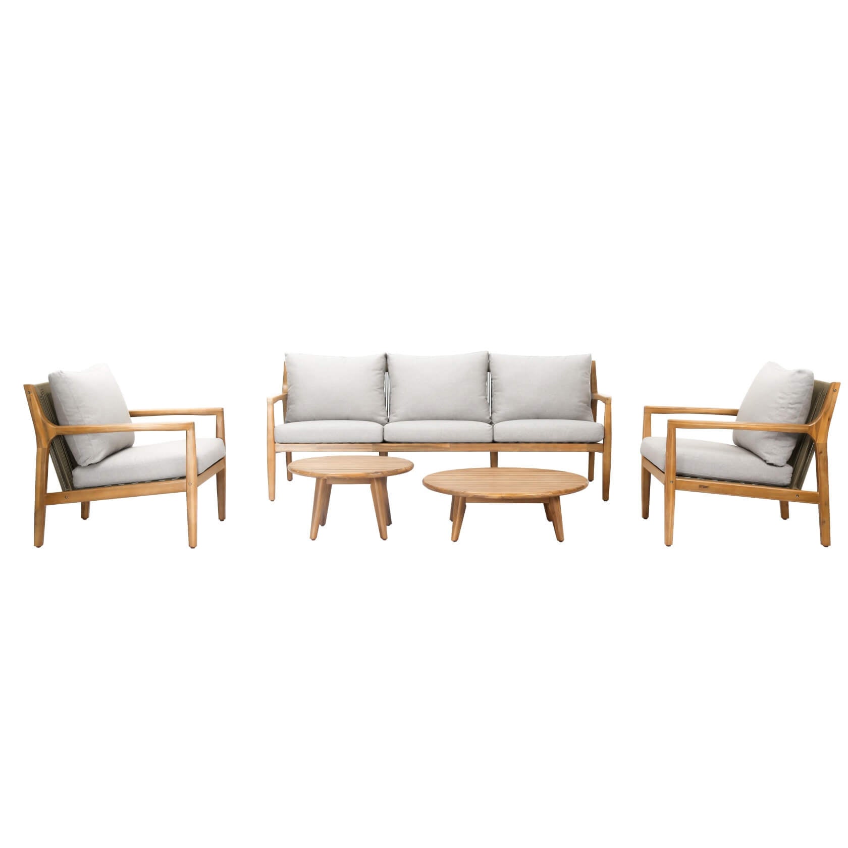 5-Piece Acacia Patio Set – Sofa & Table for Outdoor Gatherings(PAS-2513-3SC+SC*2+TA+ST)