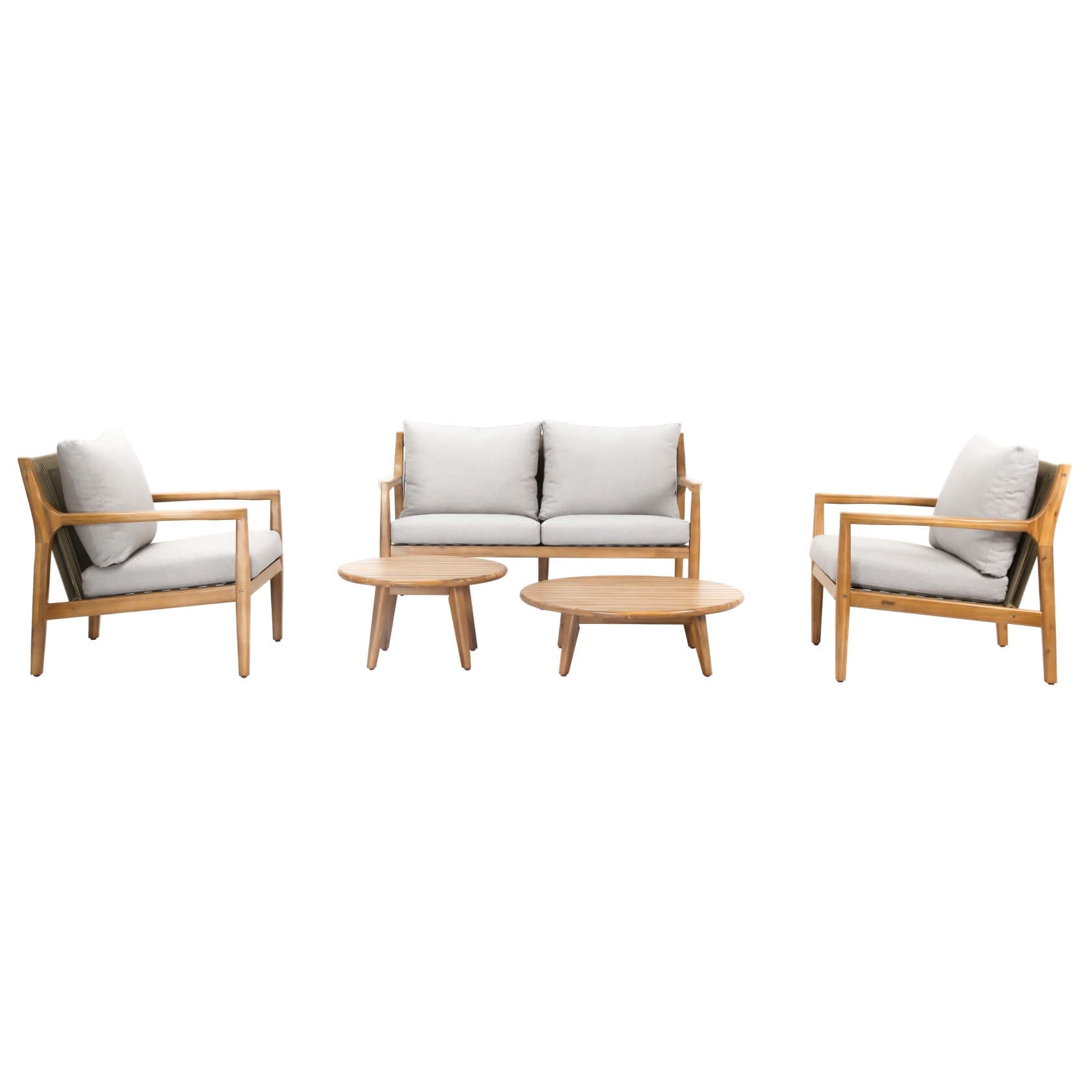 5-Piece Solid Acacia Wood Outdoor Sofa Set(PAS-2513-2SC+SC*2+TA+ST)