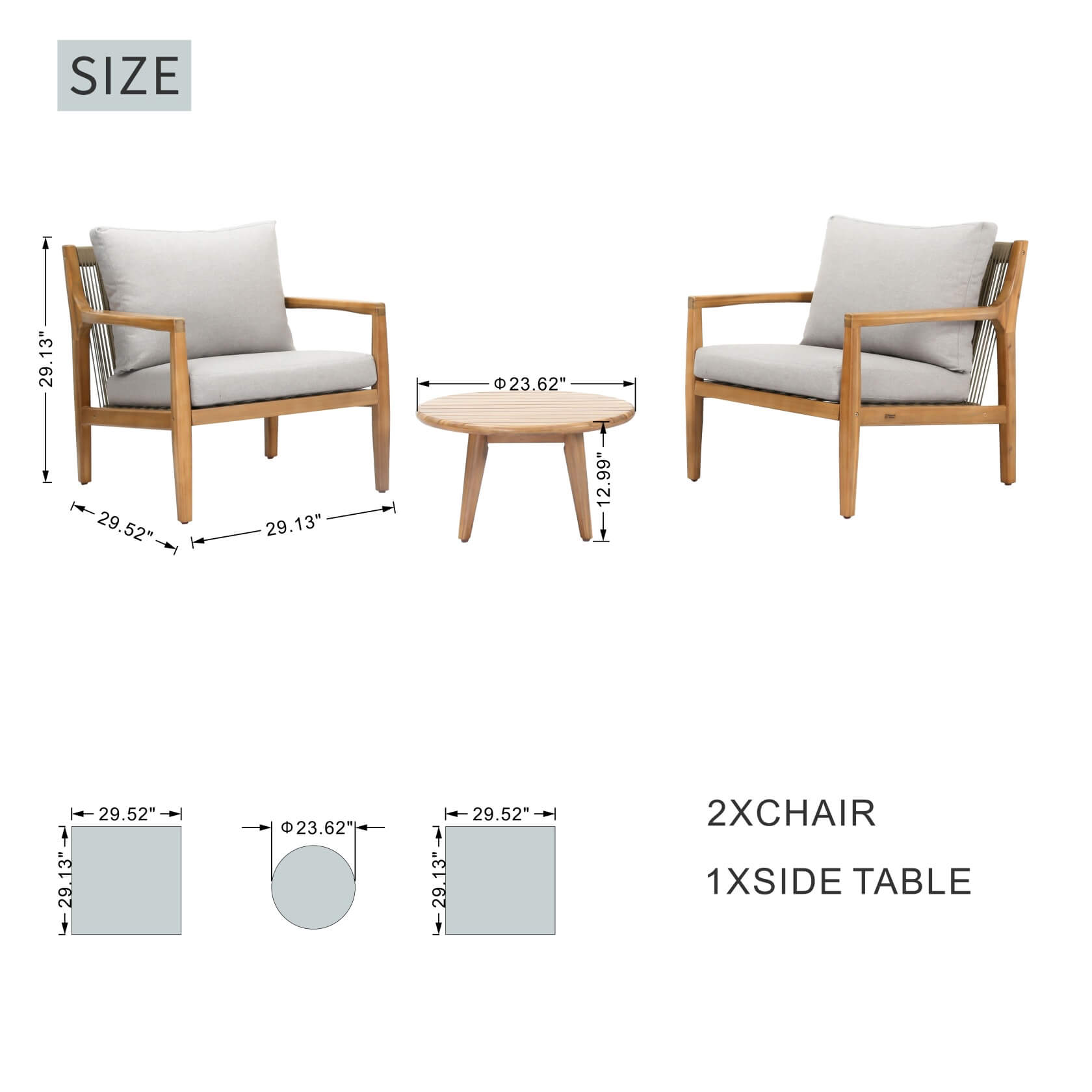 3-Piece Rustic Acacia Wood Patio Set – 2 Chairs & Table(PAS-2513-SC*2+ST)