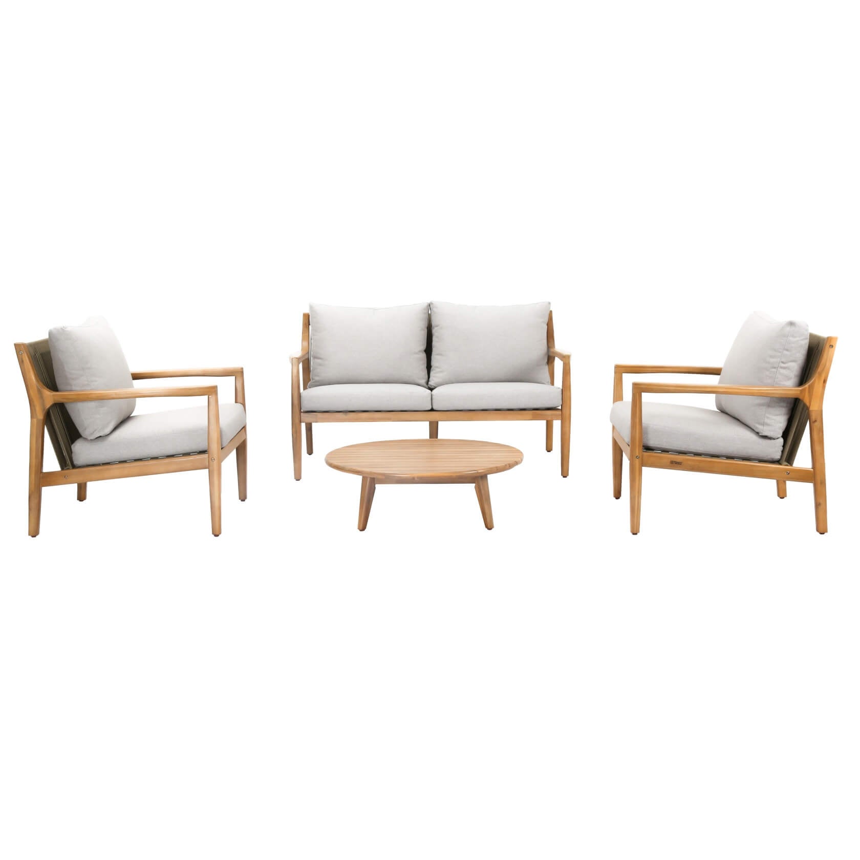 4-Piece Rustic Acacia Wood Patio Set – Loveseat, Chairs & Coffee Table(PAS-2513-2SC+SC*2+TA)