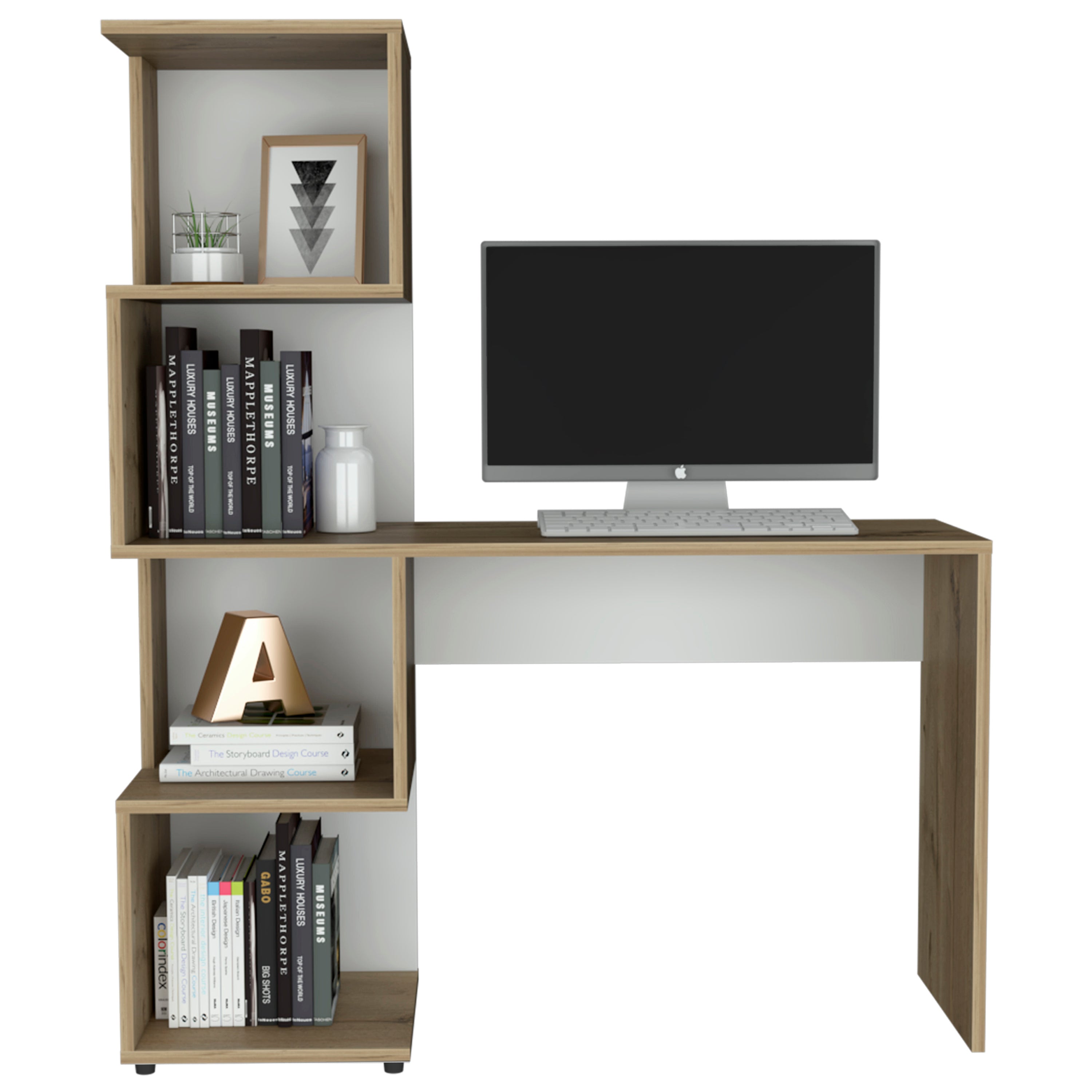Vik Desk with Storage Cabinets, Four Shelves