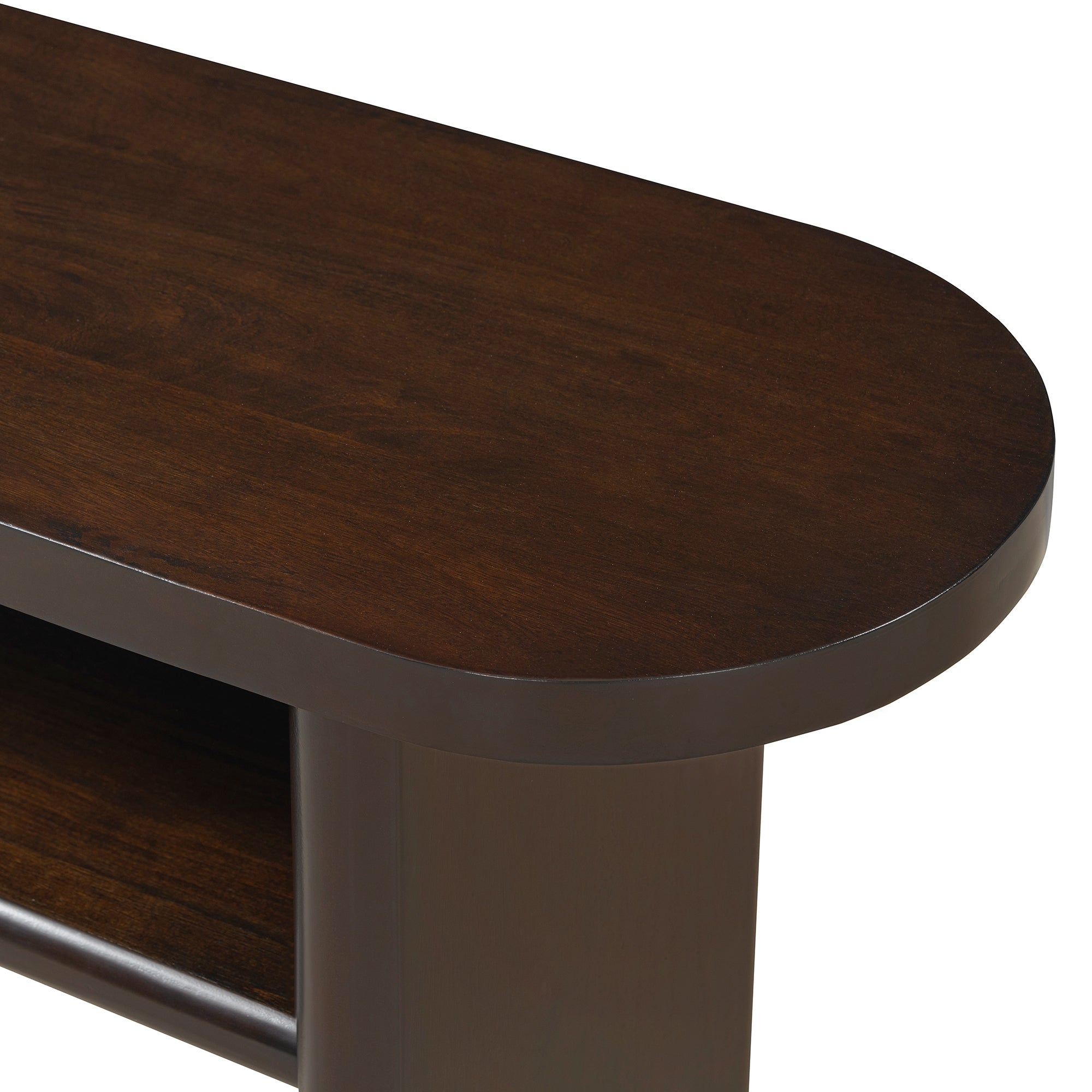 TREXM Elegant Minimalist Console Table with Rounded Edges and Sturdy Shelf Design for Entryway, Living Room(Espresso)