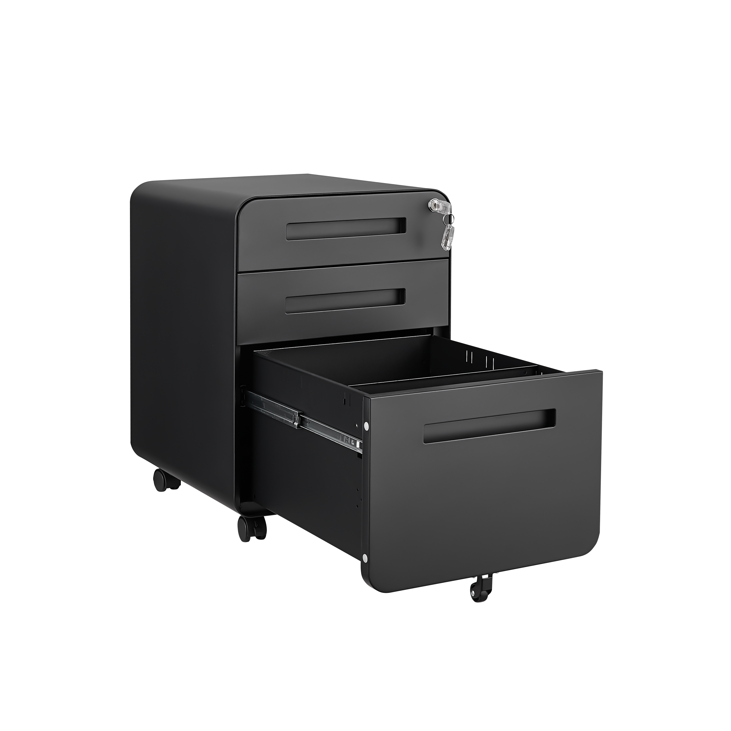 3 Drawer Mobile File Cabinet Under Desk Office,Simple Style Versatile Storage Cabinet for Legal/Letter/A4 Files, 5 Wheel Design Anti-Tilting Cold Rolled Steel Waterproof Moisture-Proof Black
