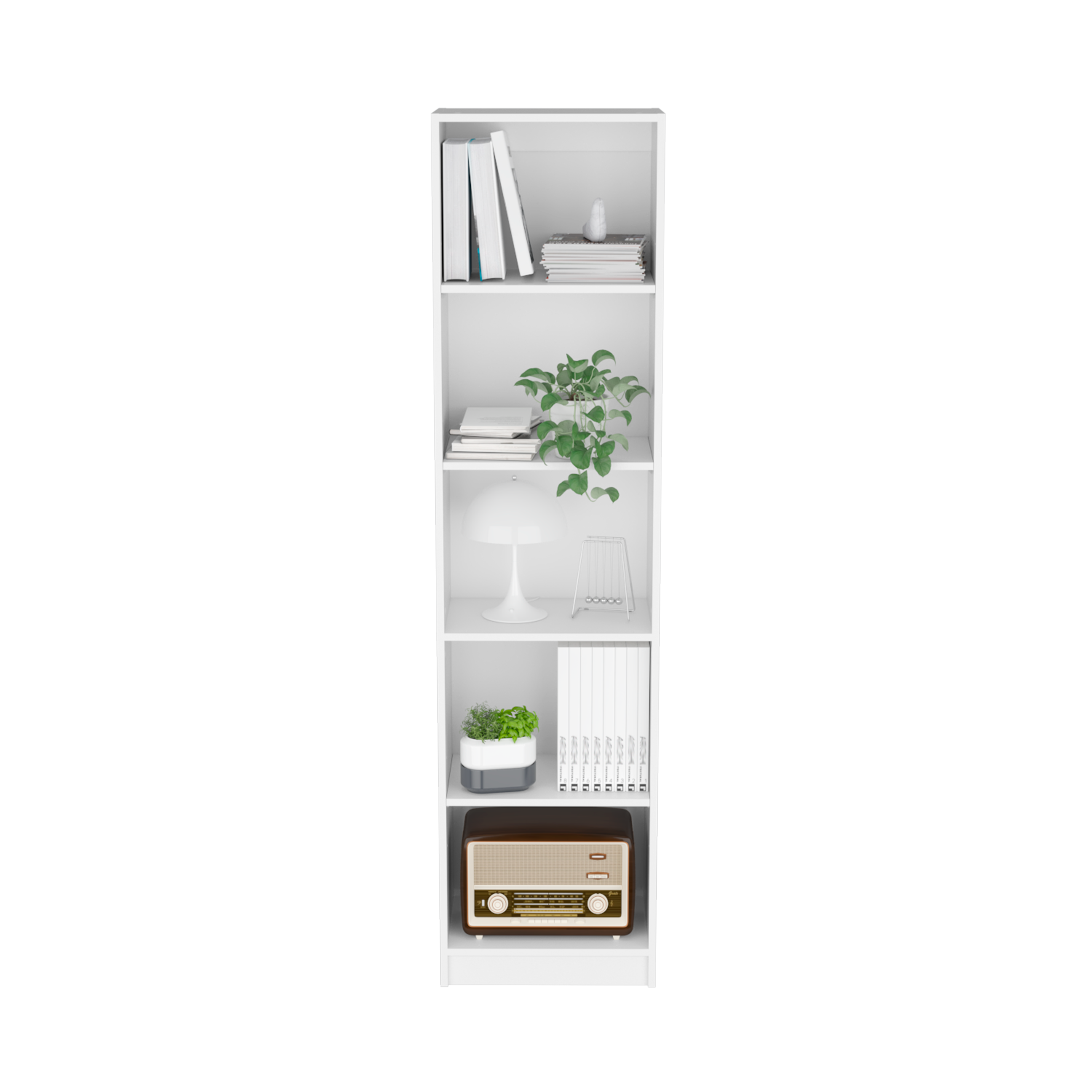 Vinton XS Bookcase Compact Bookshelf with Multiple Shelves, White