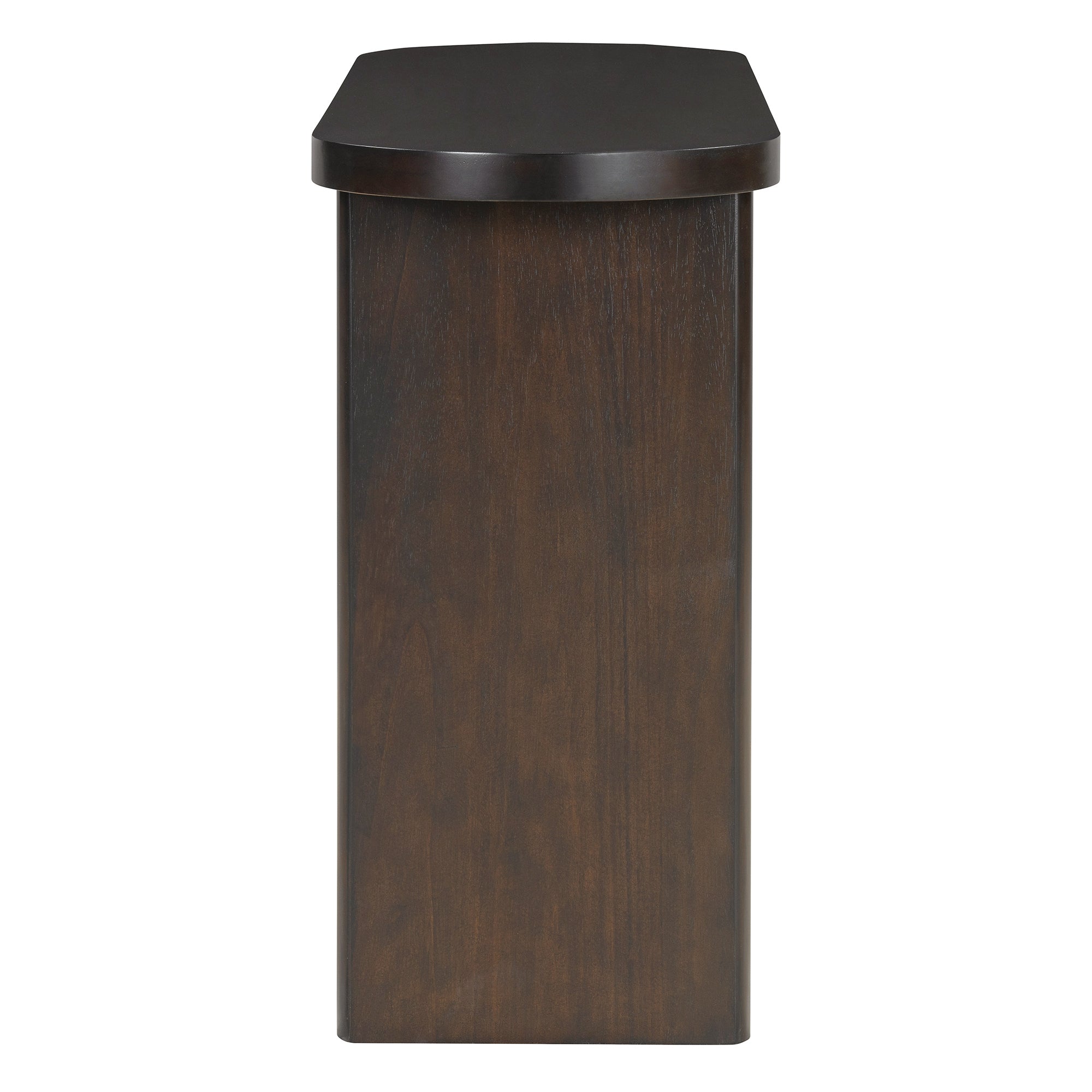 TREXM Elegant Minimalist Console Table with Rounded Edges and Sturdy Shelf Design for Entryway, Living Room(Espresso)