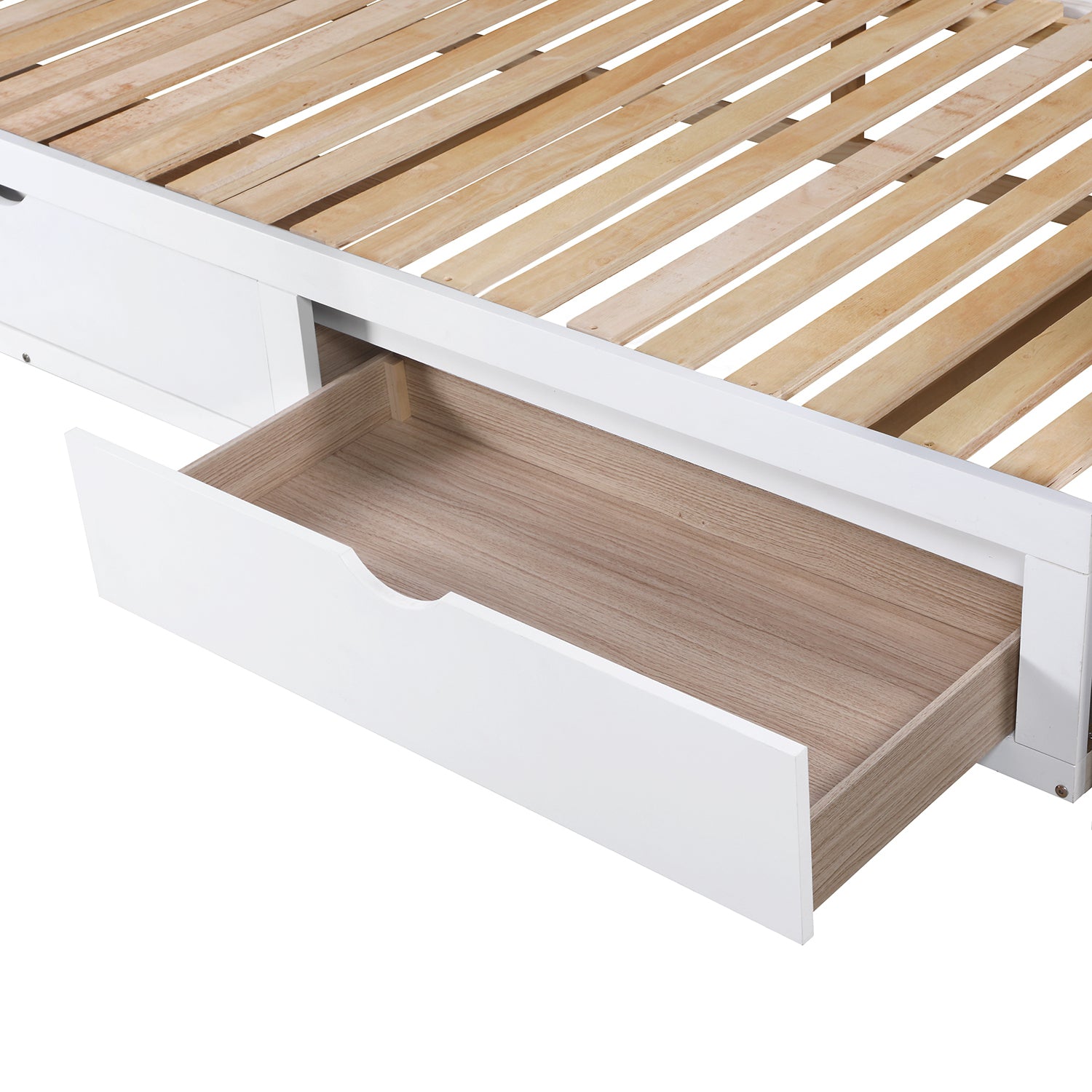 Wooden Daybed with Trundle Bed and Two Storage Drawers , Extendable Bed Daybed,Sofa Bed for Bedroom Living Room,White