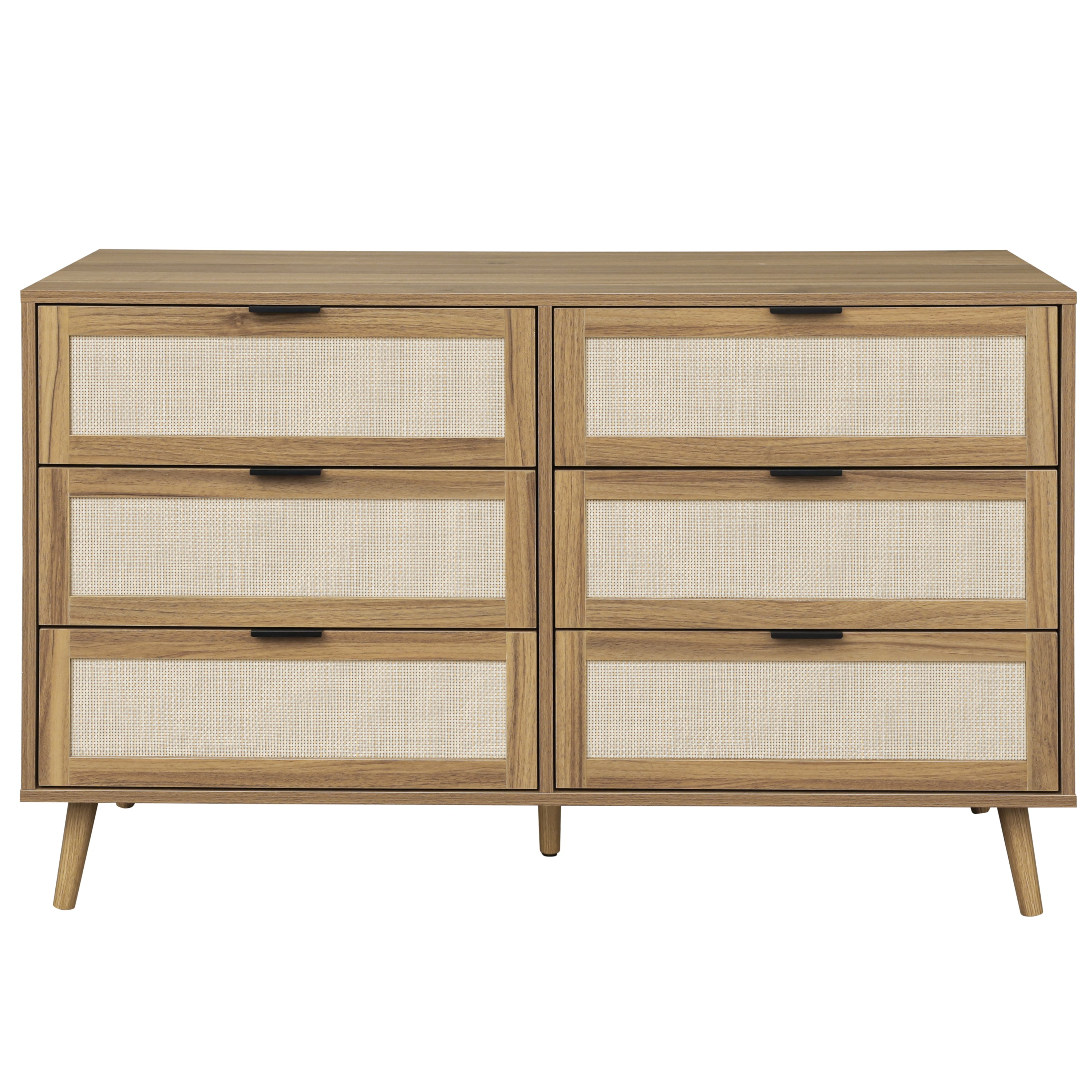 Modern 6 Drawer Dresser Wood Cabinet (Walnut)