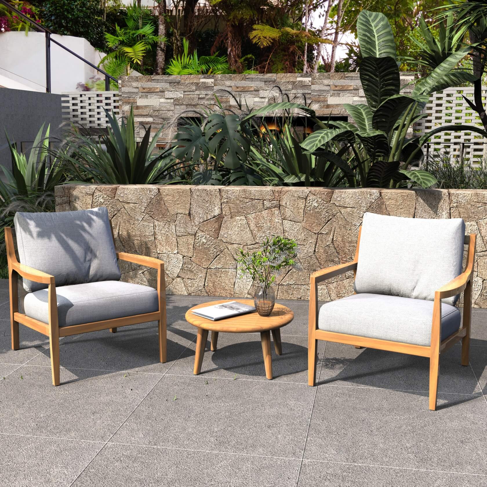 3-Piece Rustic Acacia Wood Patio Set – 2 Chairs & Table(PAS-2513-SC*2+ST)