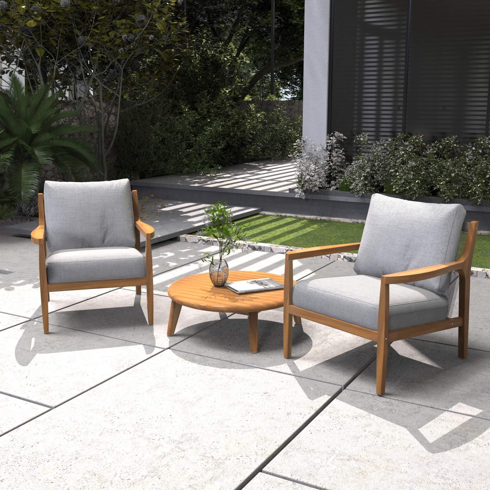 3-Piece Rustic Acacia Wood Outdoor Set – 2 Chairs & Coffee Table(PAS-2513-SC*2+TA)
