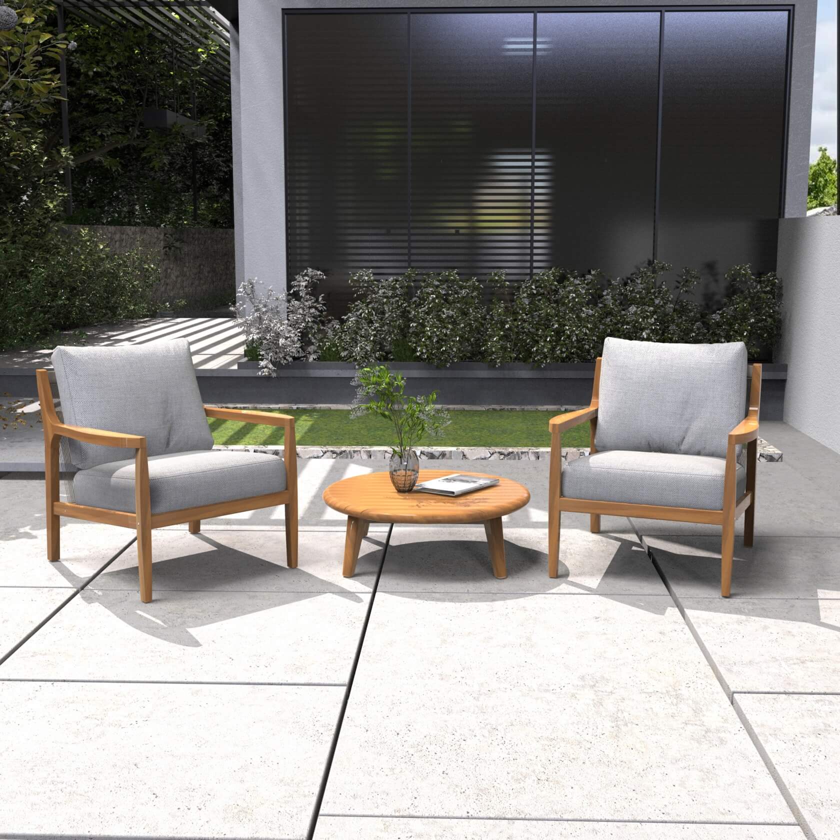3-Piece Rustic Acacia Wood Outdoor Set – 2 Chairs & Coffee Table(PAS-2513-SC*2+TA)
