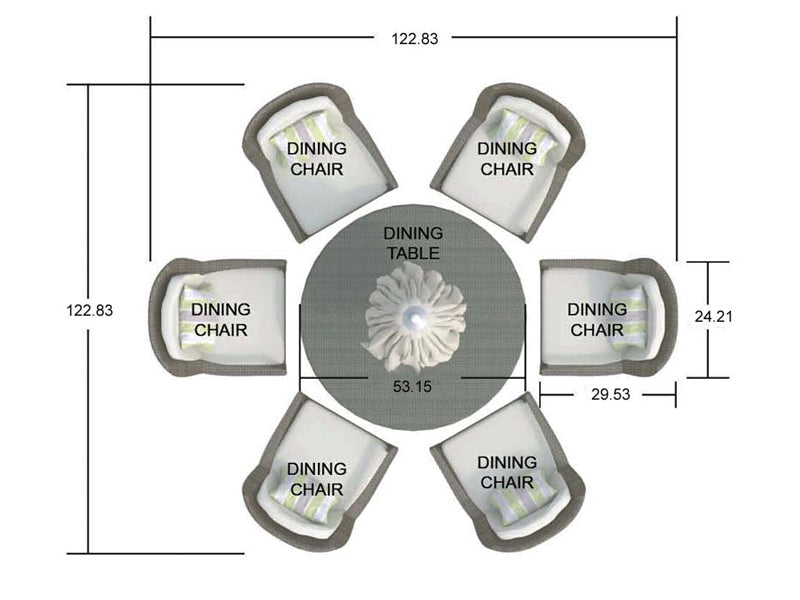 Abrihome Cinderella Brown Wicker 7 Pieces Round Table Patio Dining Set