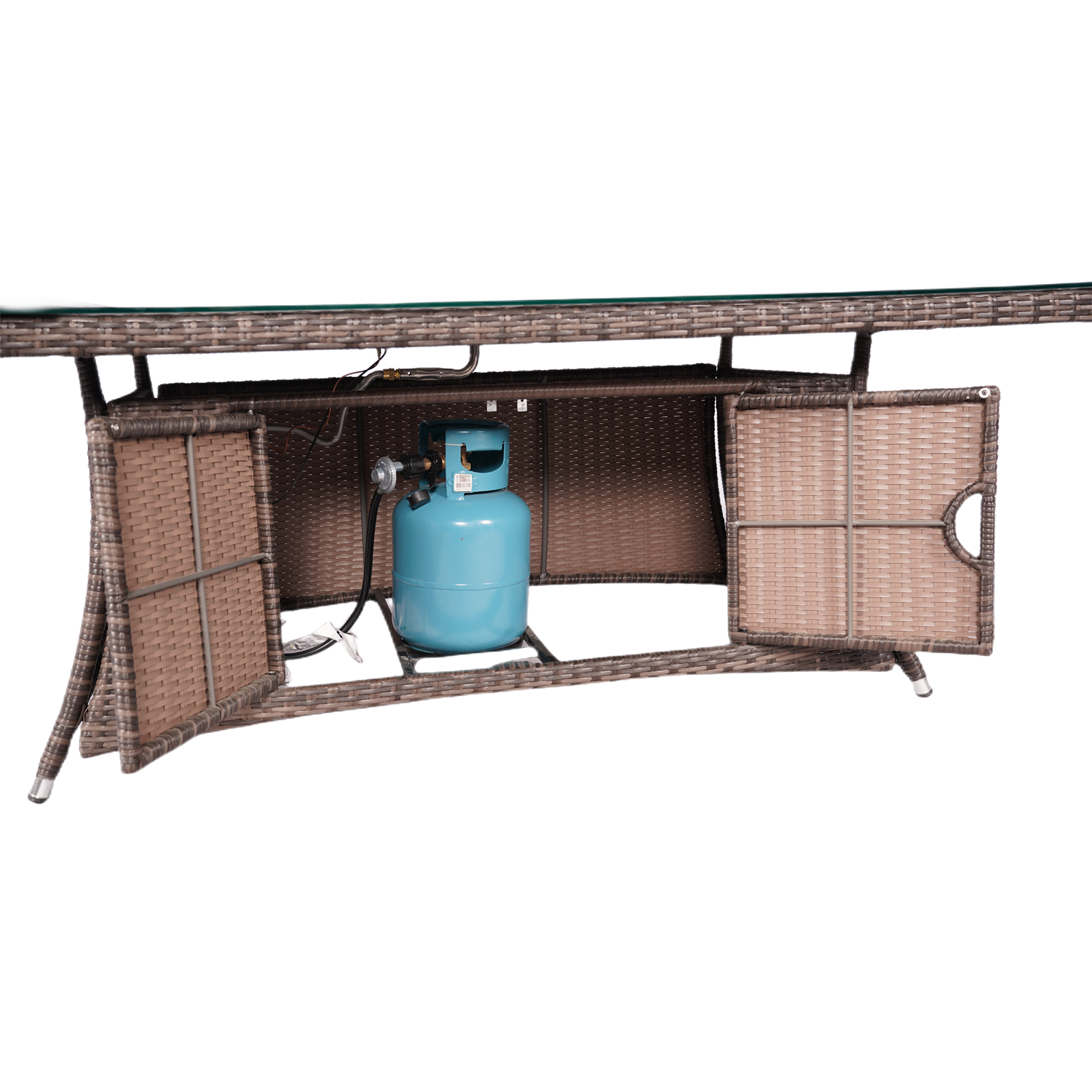Abrihome Outdoor Brown 7-Piece Wicker Patio Fire Pit Conversation Set with Gray Cushions (PAG-1106R-1503)