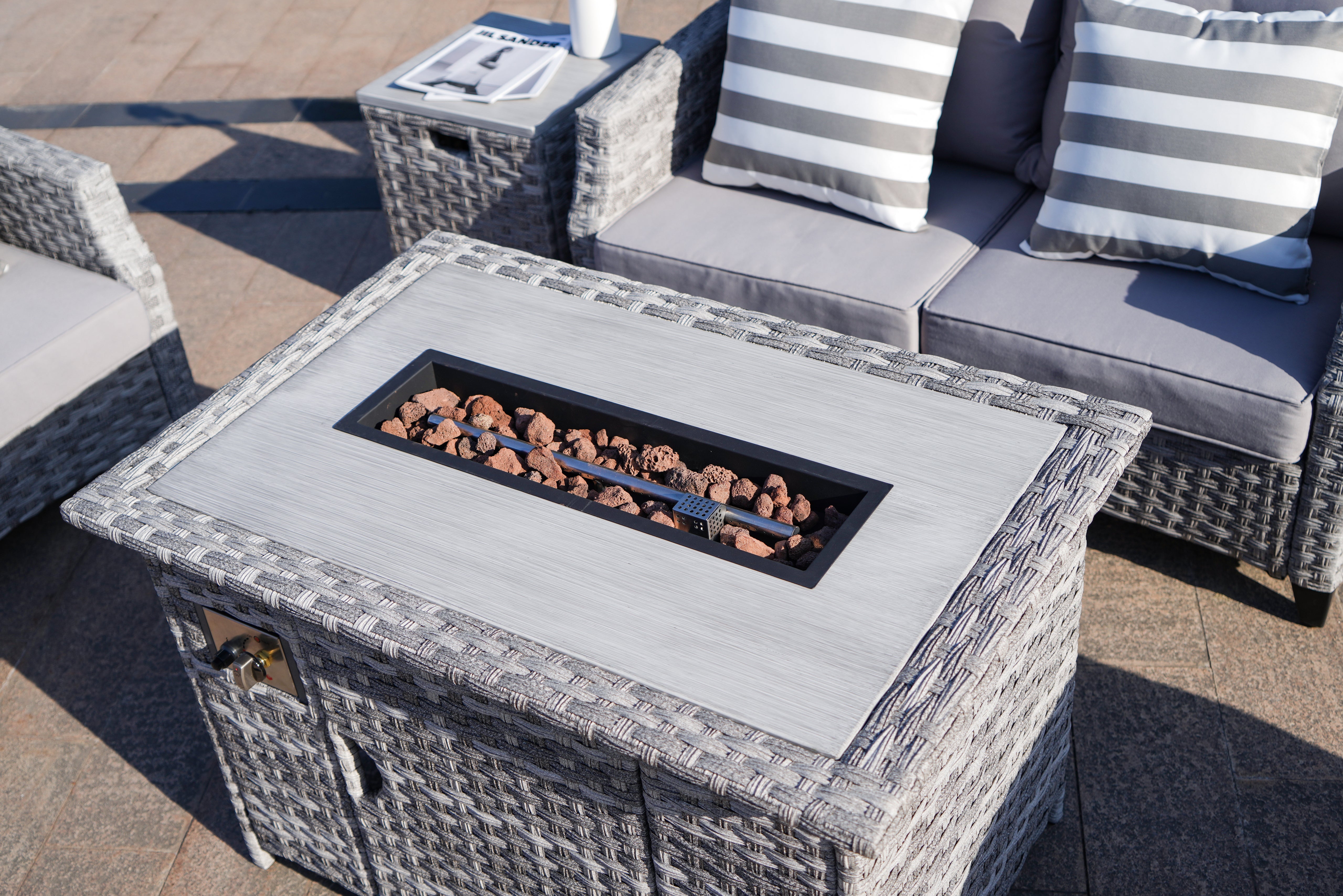 Amora 5-piece Gas Fire Sofa Seating Group with Cushions (PAF-1801)