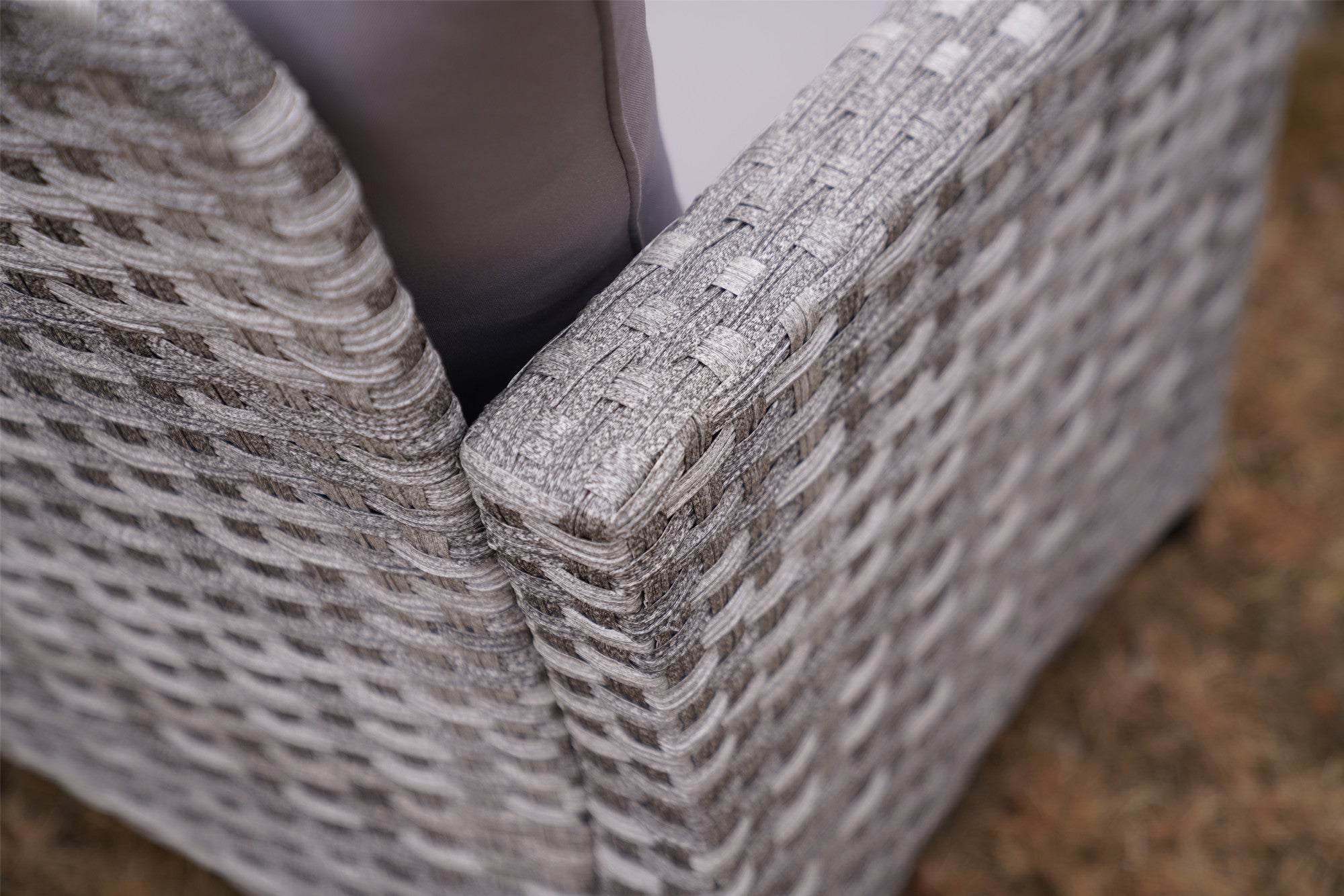 5-Piece Gray Wicker Outdoor Conversational Sofa Set with Fire Pit Table and Ottoman