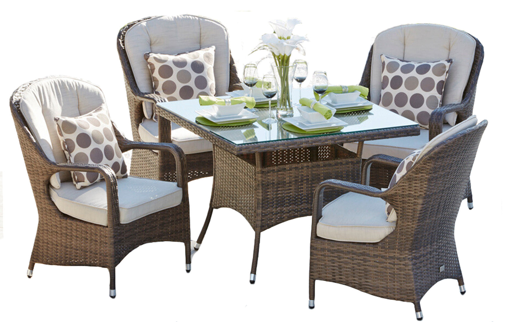 Abrihome Malachi Patio Wicker 5 Piece Square Dining Set