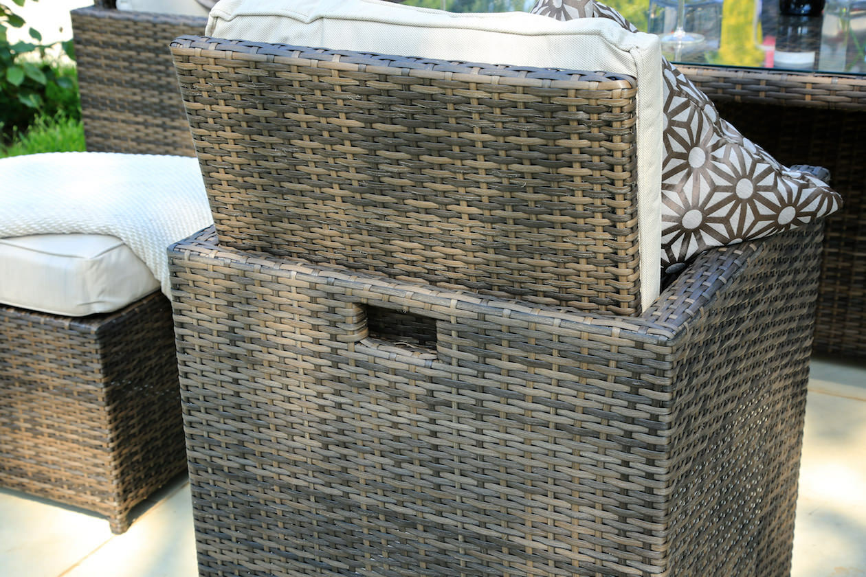 Abrihome 9-Piece Outdoor Rectangle Gas Fire Table Patio Wicker Dining Set (PAG-1106R+3233B)