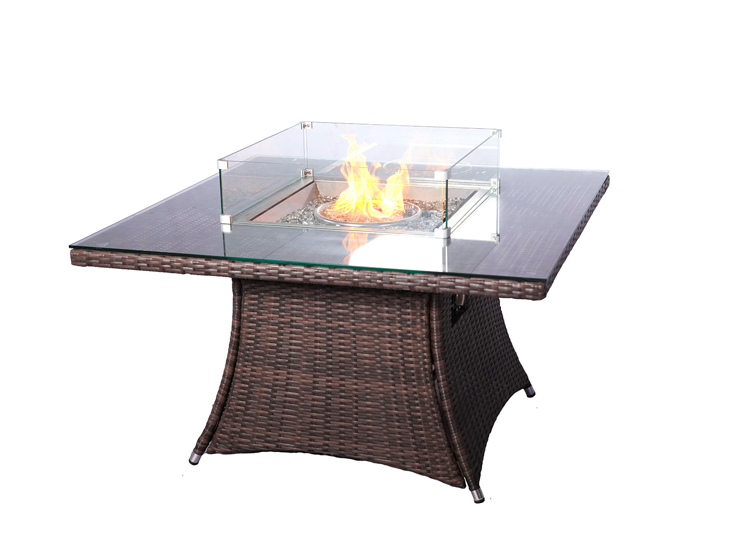 Abrihome Patio Square Fire Pit Dining Table