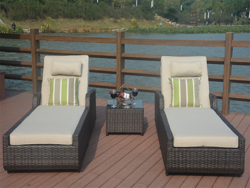One set of aluminum rattan bed = 2 beds + 1 coffee table