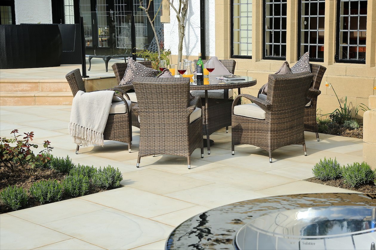 Abrihome Garden Rattan Outdoor Furniture Patio Brown Wicker 7 Pieces Round Table Patio Dining Set (PAD-1122)